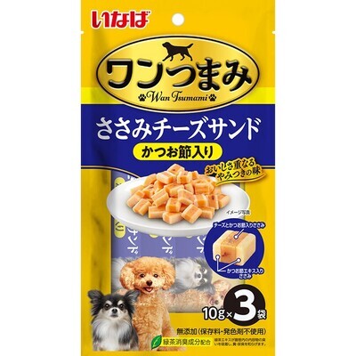 INABA 狗狗零食 雞肉起司三明治配鰹魚片 10gx3