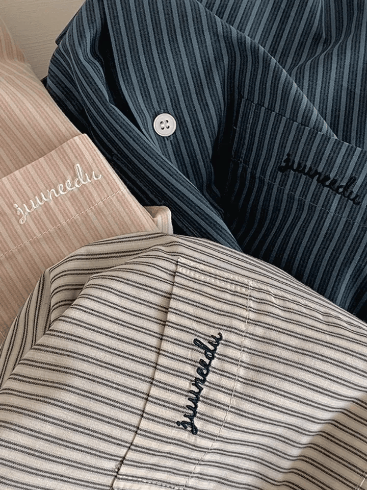 [1,000件熱銷] Juuneedu｜[短袖睡衣] Opening Stripe Embroidered Pajama [3 colors]