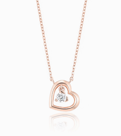 BS043 LLOYD 心雙印 培育鑽 10K 頸鍊 Heart in Heart 10K Diamond Necklace