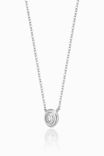 BS040 LLOYD 雙重鑲邊 0.09ct 培育鑽 10K 頸鍊 Double Layer Bezel 10K Diamond Necklace