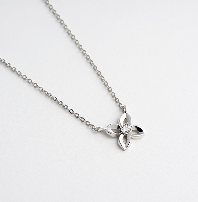 BS038 LLOYD Petite 油菜花形 0.03ct 培育鑽 10K 頸鍊 Petite White Canola Lab Diamond 10K Necklace