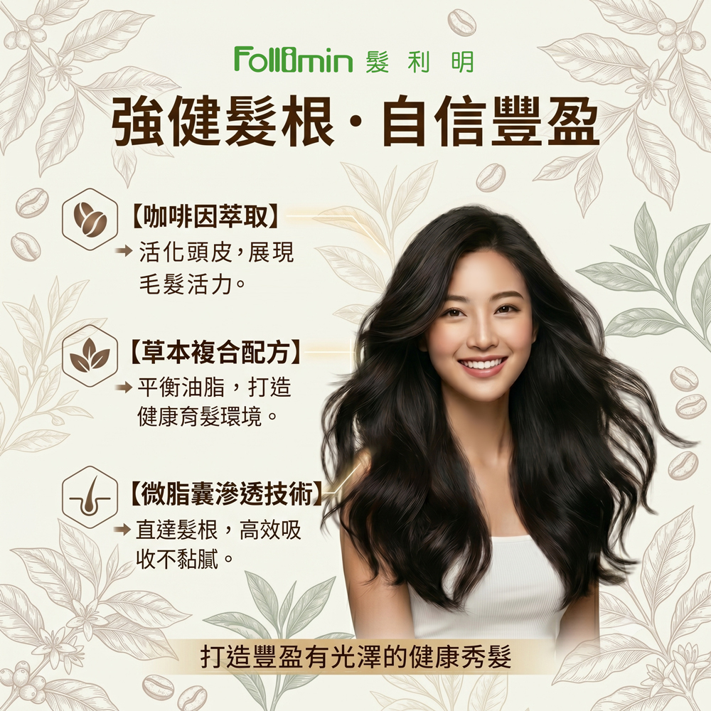 Follimin 髮利明 養髮液  咖啡因舒壓養髮液 淨化活絡頭皮 活化脆弱毛髮 加強循環舒壓