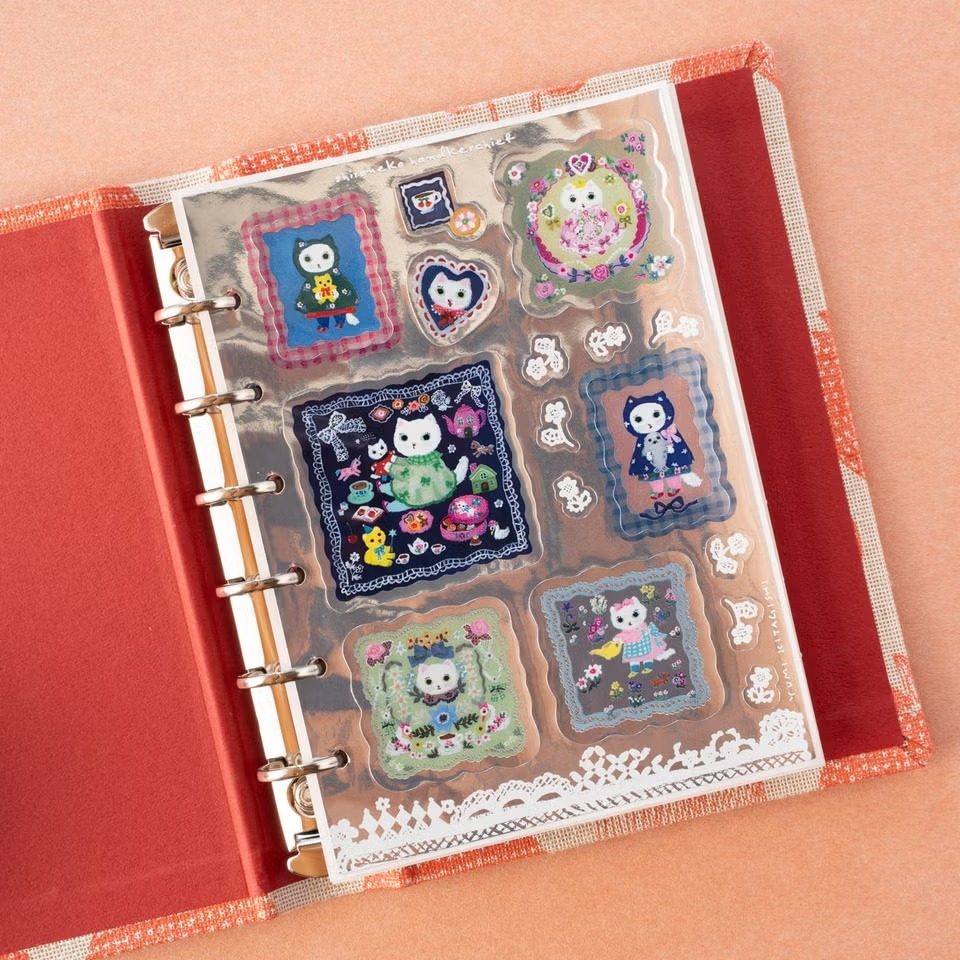M6 Mini6 北岸由美「shironeko handkerchief」6孔手帳貼紙｜ 手紙社 JAPAN