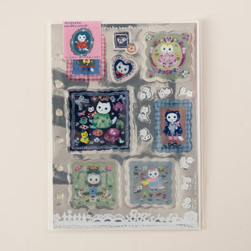 M6 Mini6 北岸由美「shironeko handkerchief」6孔手帳貼紙｜ 手紙社 JAPAN
