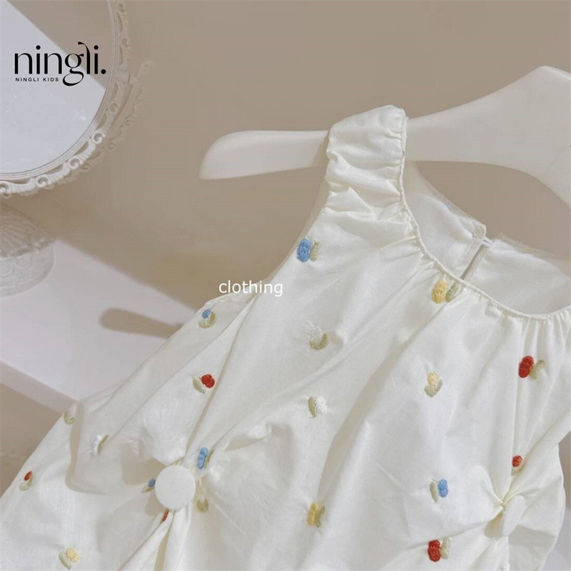 【H1000】甜妹刺繡碎花花苞裙(80-130)