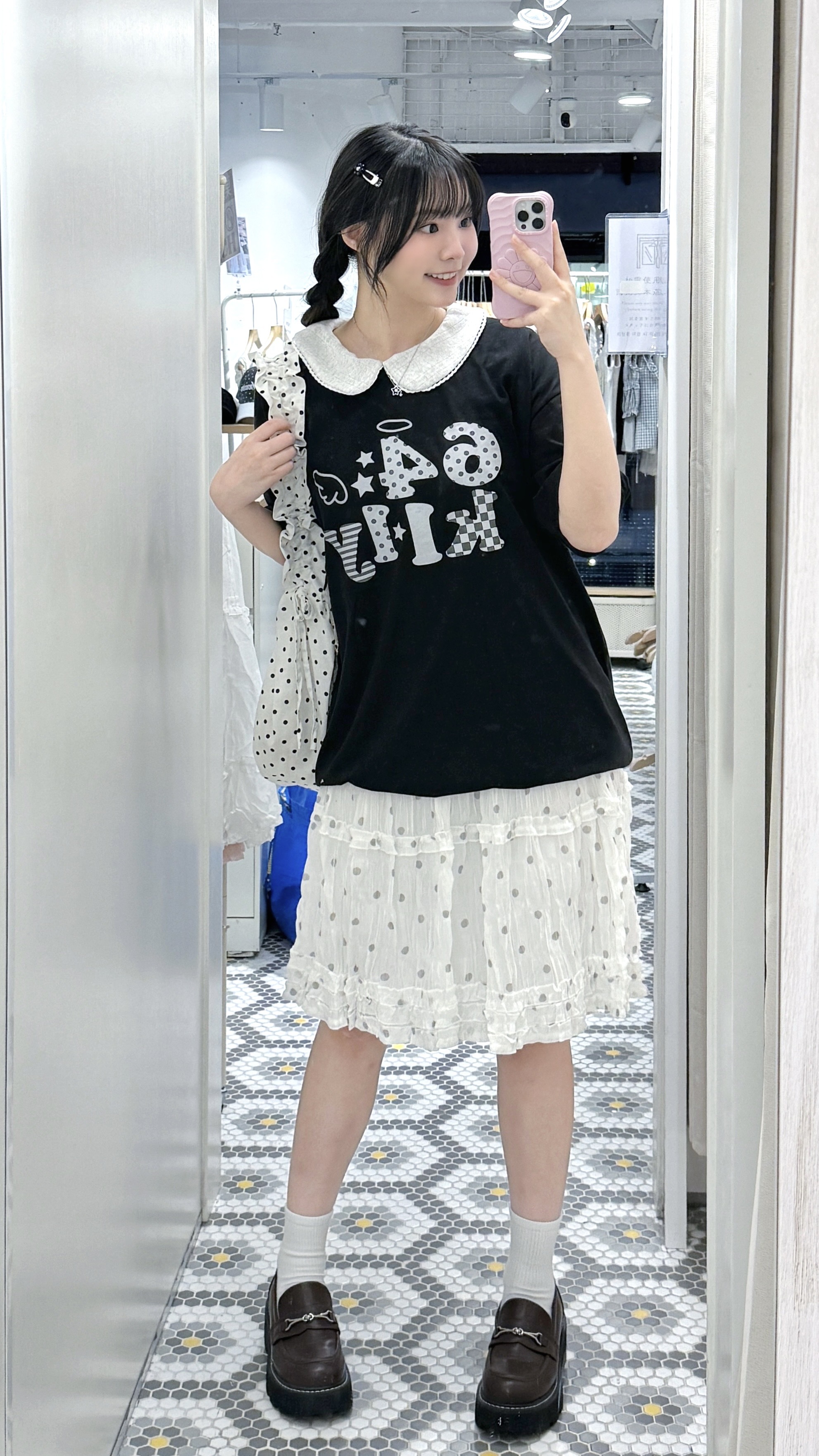D0636｜古早感波波點ruffle邊蛋糕中裙⋅˚₊‧ ଳ