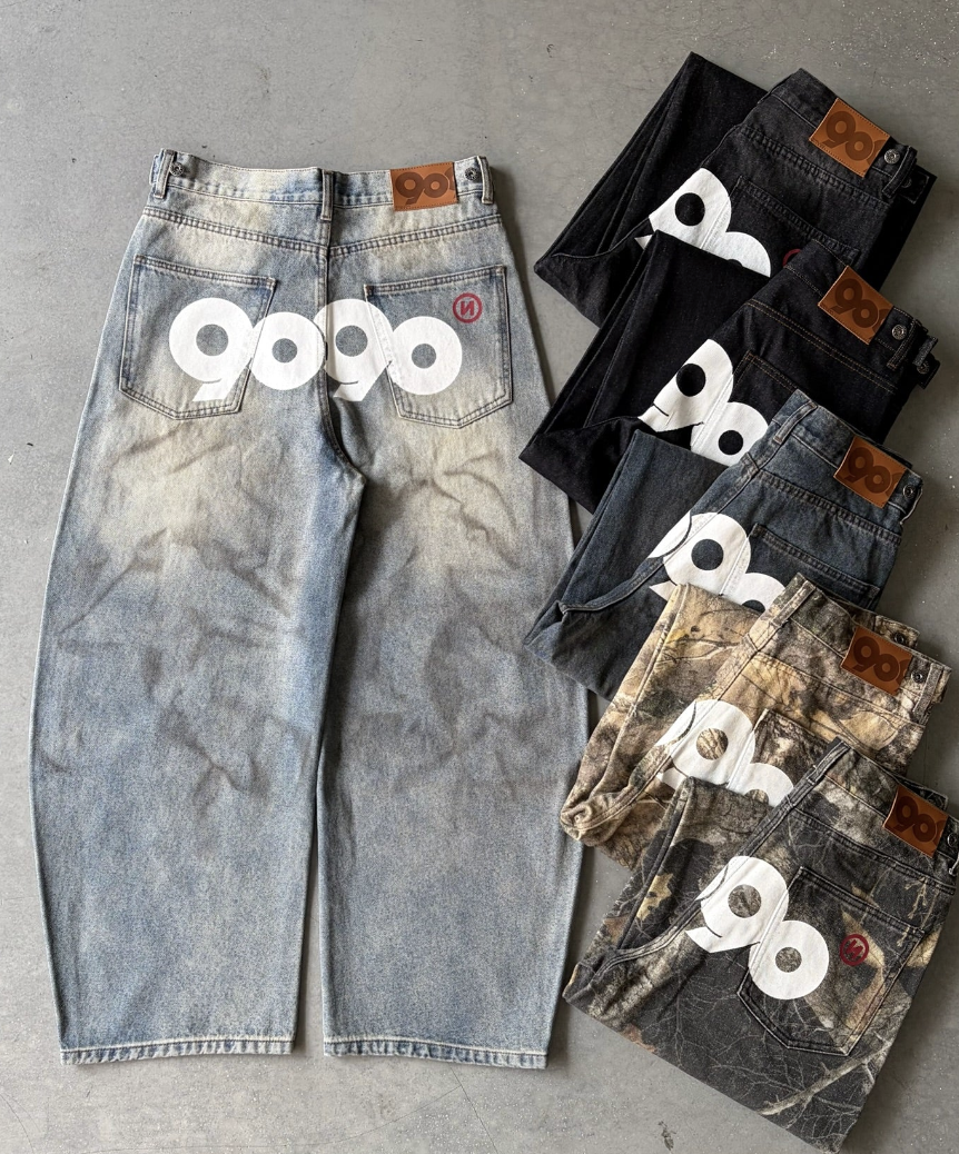 9090 OG Logo Painted Denim Pants