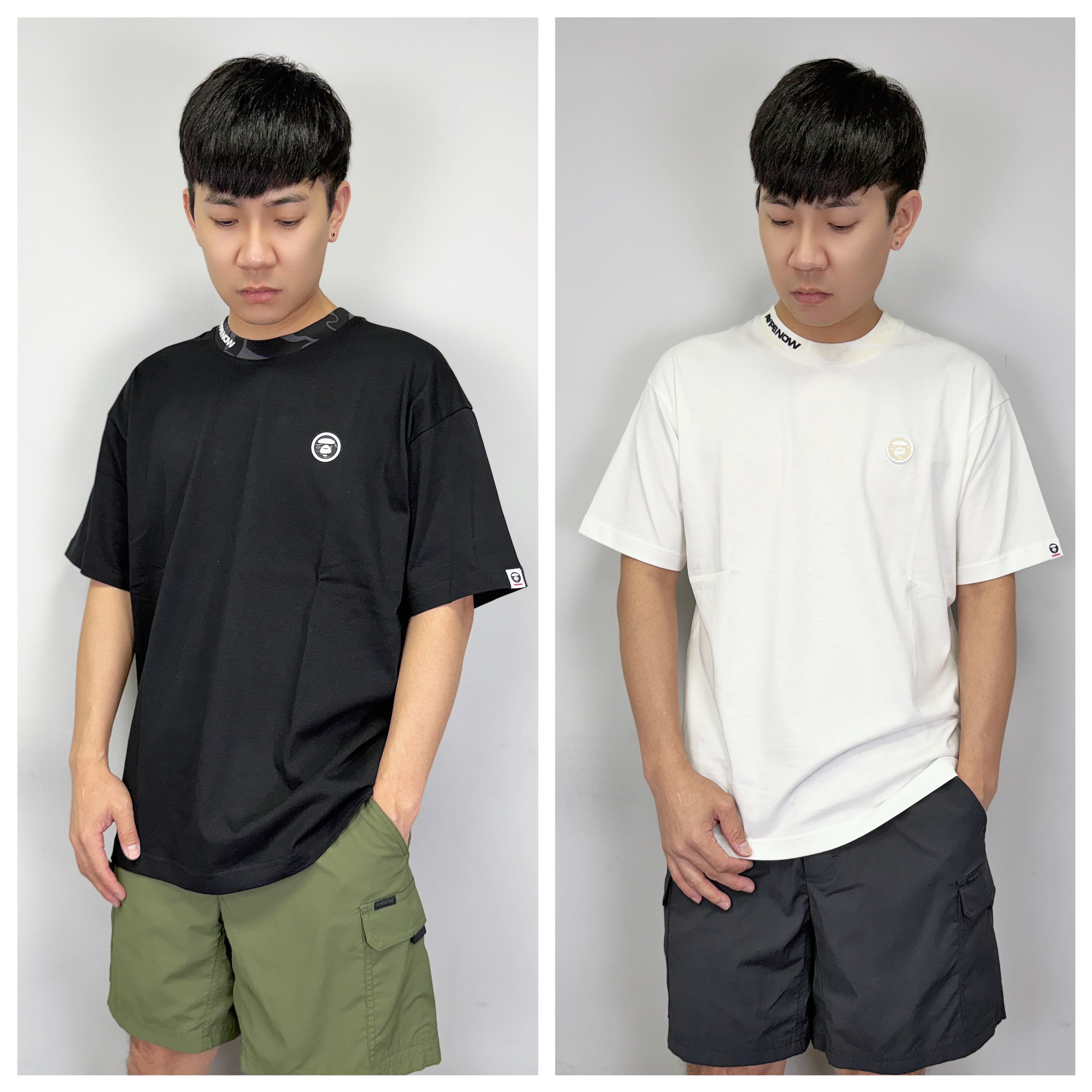 AAPE 領口迷彩字母 寬版 短袖上衣 短T