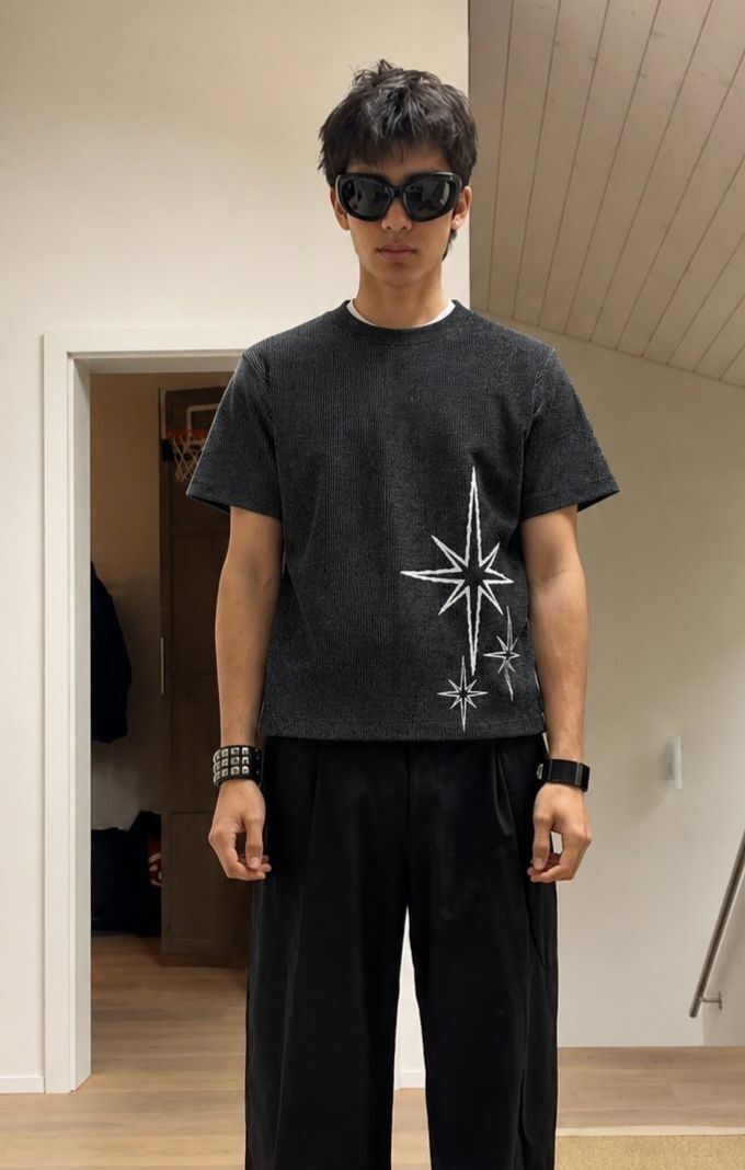 暗直紋圖案短袖Tee TAC-A-035T