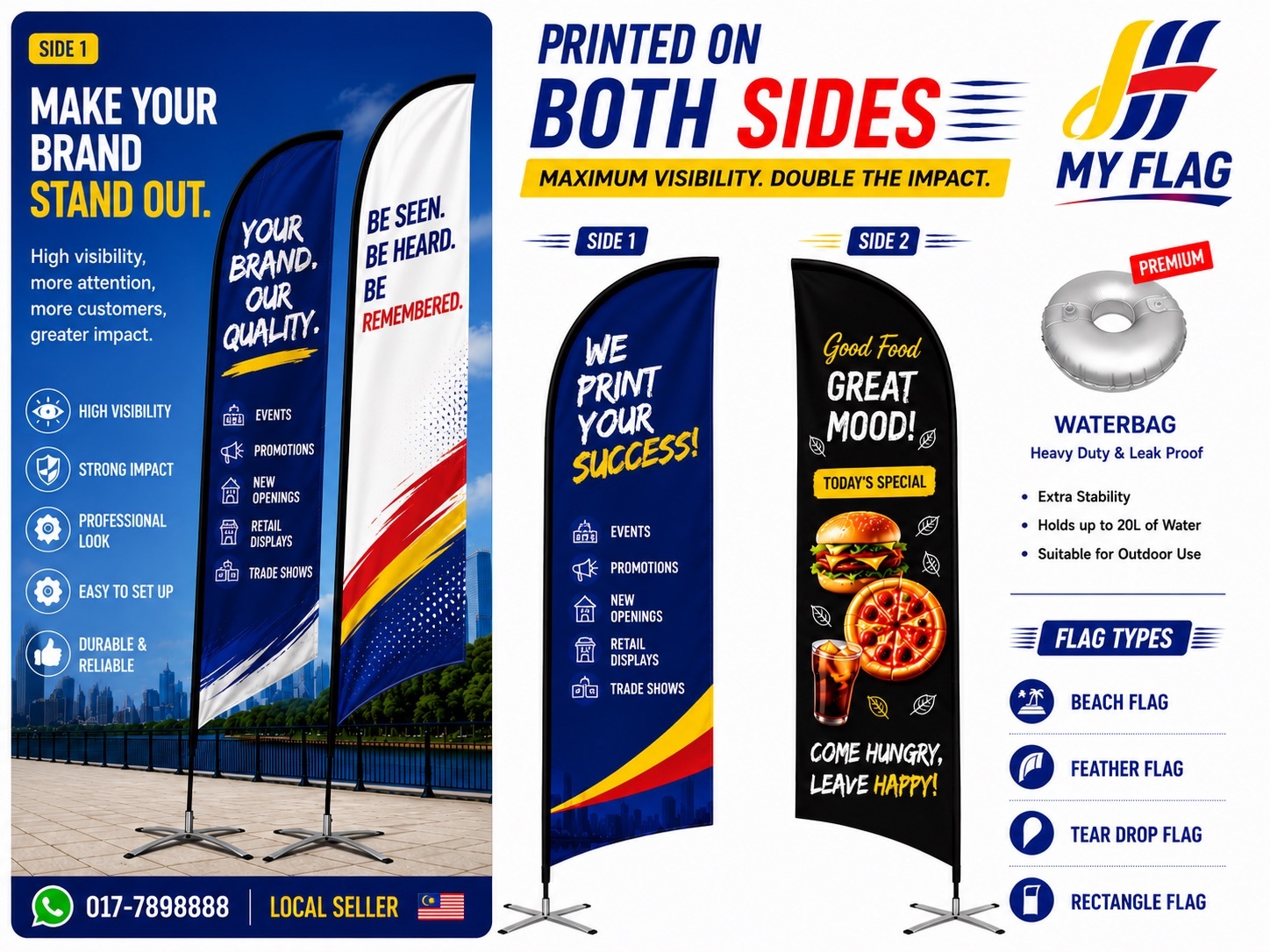 PREMIUM POLYMESH FEATHER FLAG | Double Sided Printing Available | Different Artwork on Each Side