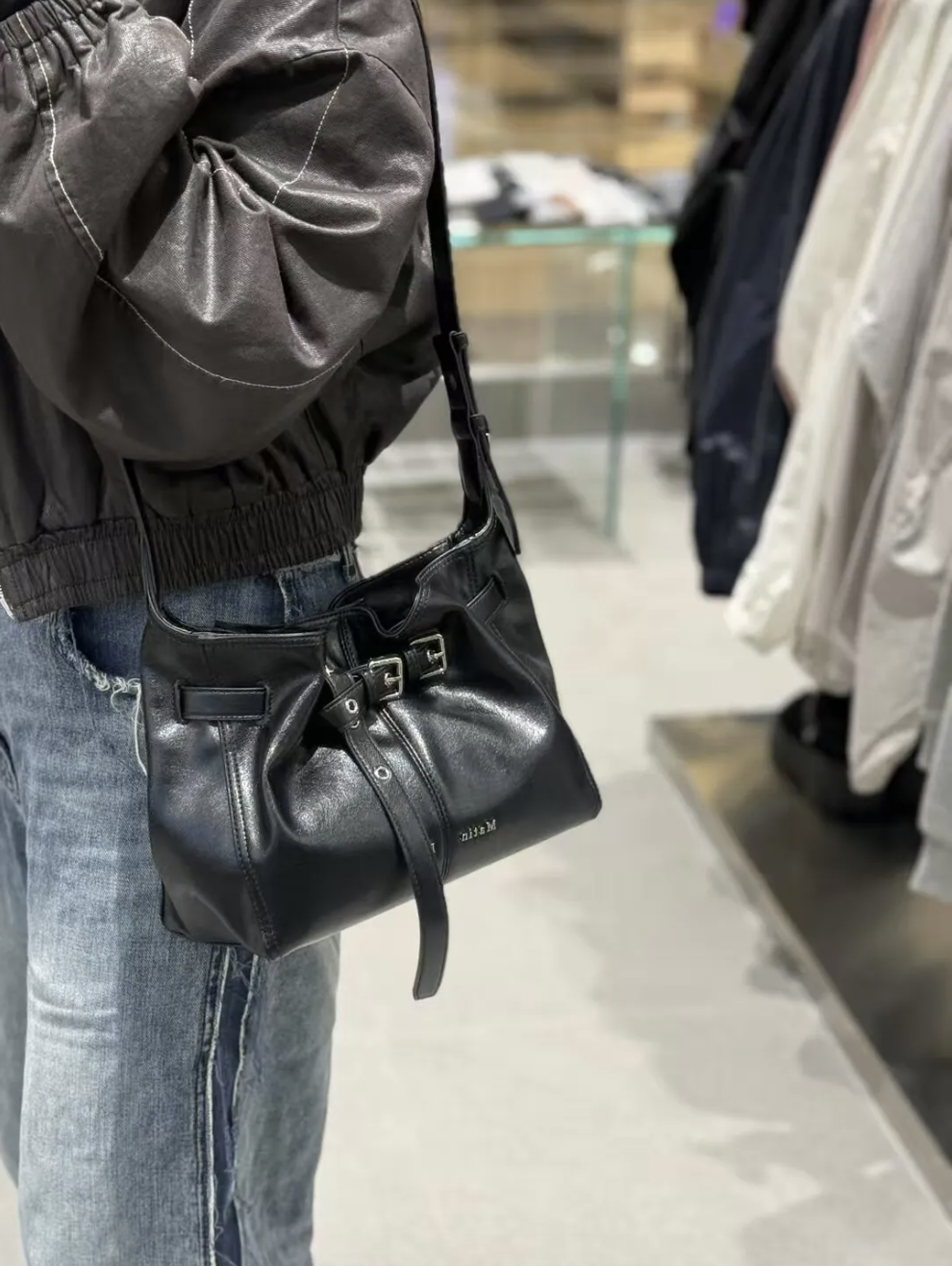 MATIN KIM BELTED VOLUNN SMALL BUCKET BAG (2 Colours)