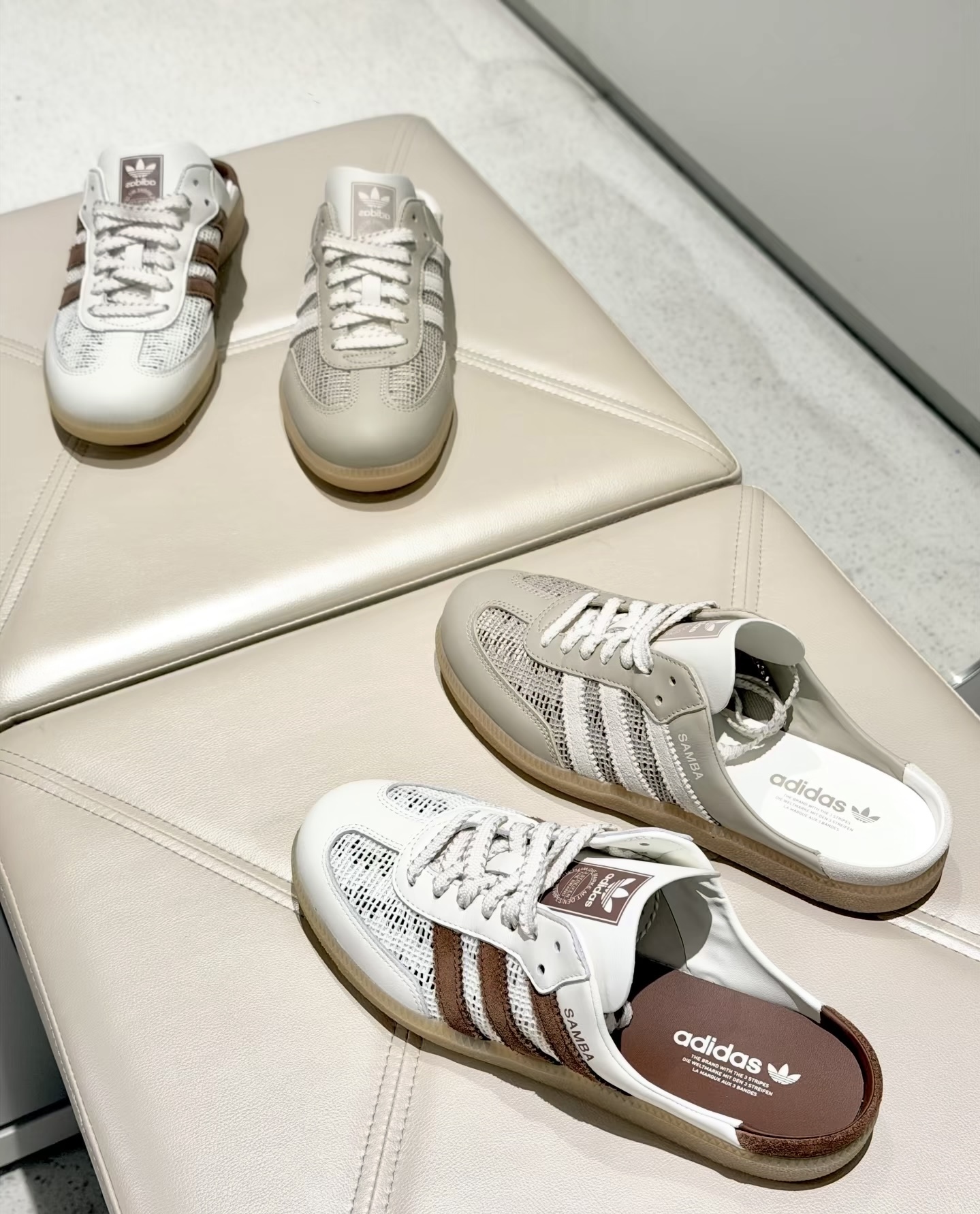 【Luxury】 ADIDAS ORIGINAL SAMBA MULE 淺米色 奶茶色 奶油白 酒紅 Ｔ字鞋 Ｔ頭 包頭鞋 舒適 鬆弛 拖鞋 編織穆勒鞋 HP5050 HP5051 涼拖鞋 半截式拖鞋 KH7719