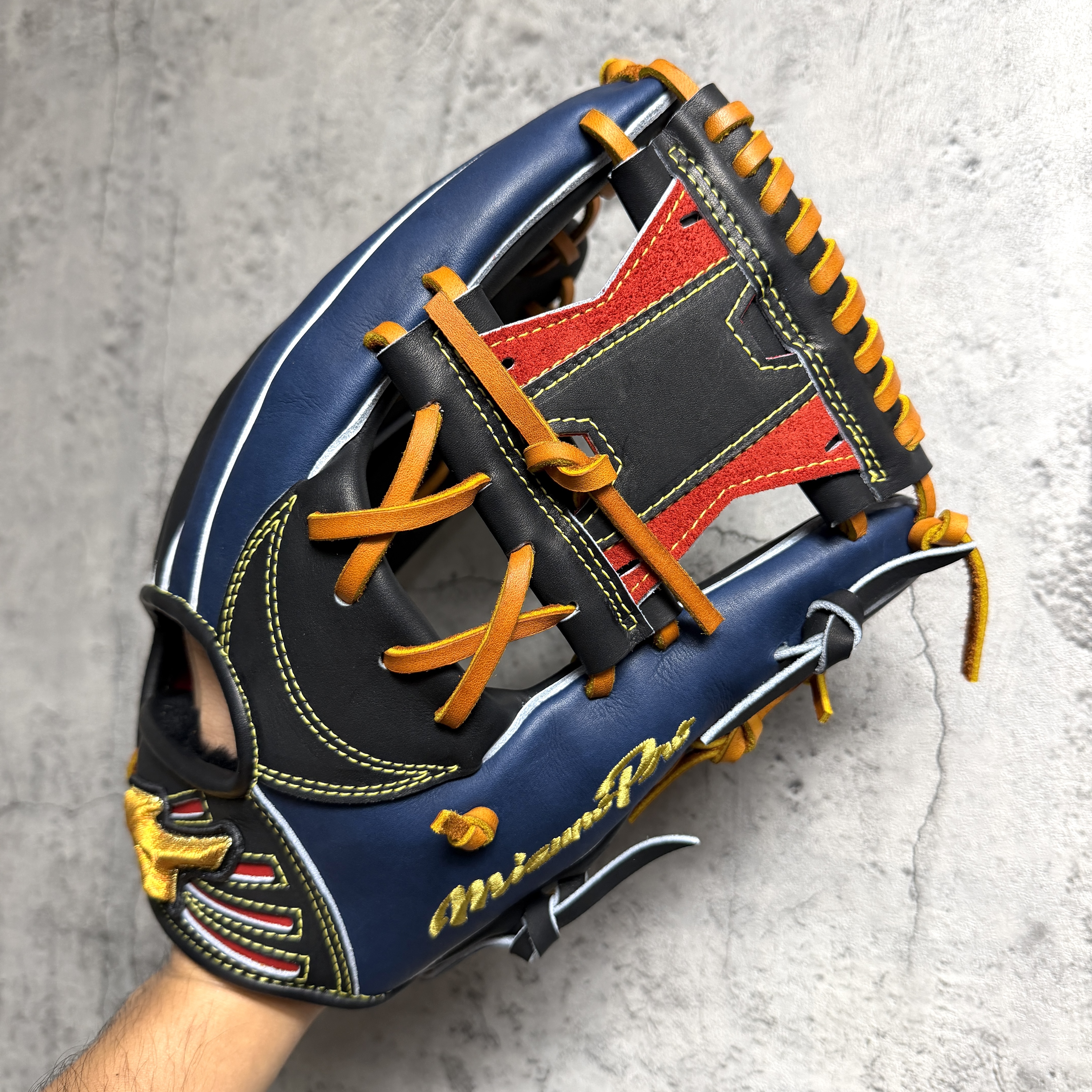【預約商品 約10月進貨】 約11.8吋 Mizuno Pro 硬式 大內野 長岡秀樹 +10mm 六孔內建退指 金標 波賀HAGA產 M-M009  瘋牛限定