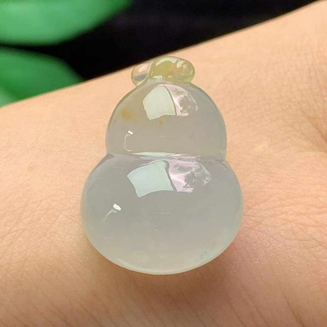 翡翠冰種飄黃翡葫蘆,天然翡翠A玉, 緬甸玉, Jade, Jadeite