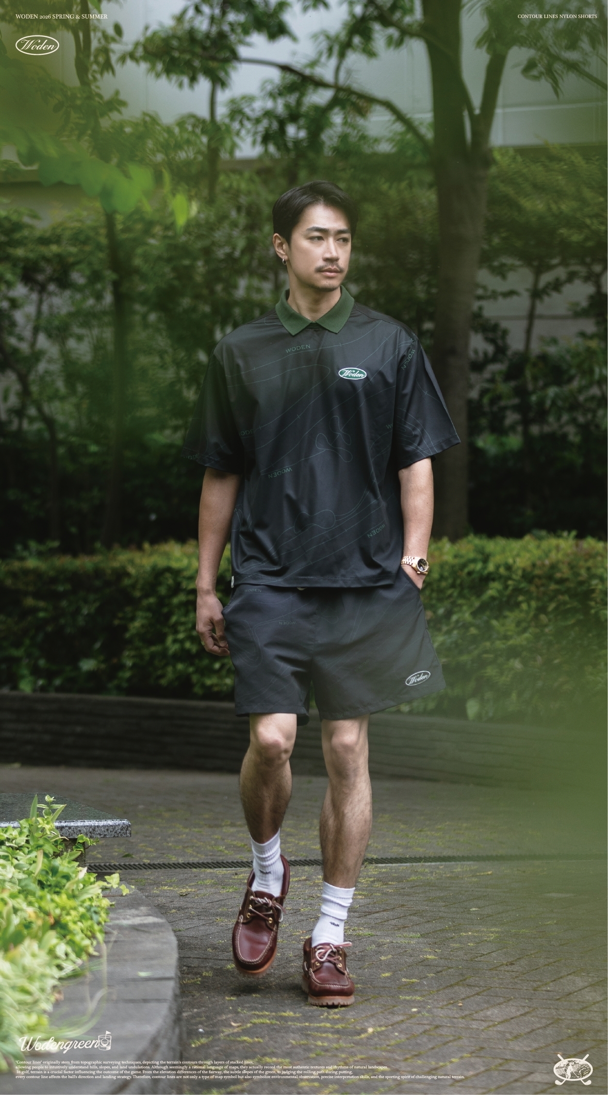 【車庫服飾】 WODEN 038 Contour Lines Nylon Shorts