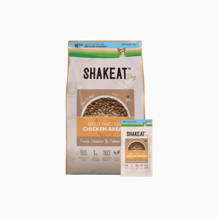 Shakeat 凍乾鮮肉(雞肉+三文魚)無穀狗糧 3kg (150g X 20小包)