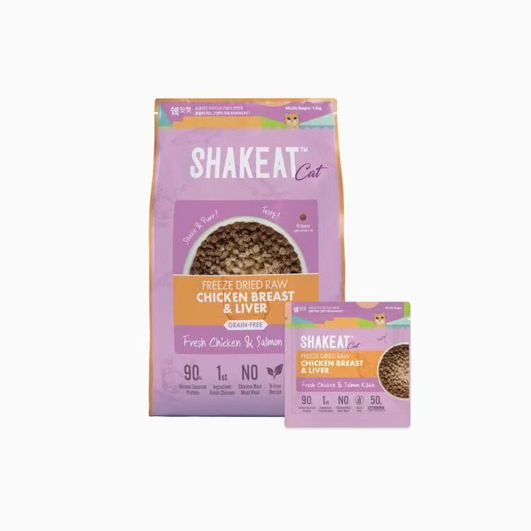 Shakeat 凍乾鮮肉(雞肉+三文魚)無穀貓糧 1.2kg (50g X24小包)