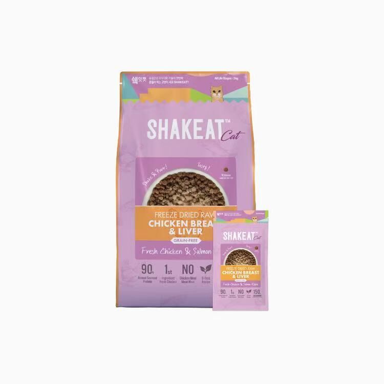 Shakeat 凍乾鮮肉(雞肉+三文魚)無穀貓糧 3kg (200g X15小包)