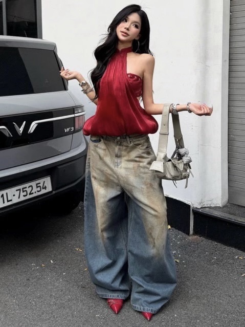 <美式復古天花板🎸>越南品牌 Holytee FADES JEANS 做舊水洗漸層低腰牛仔褲