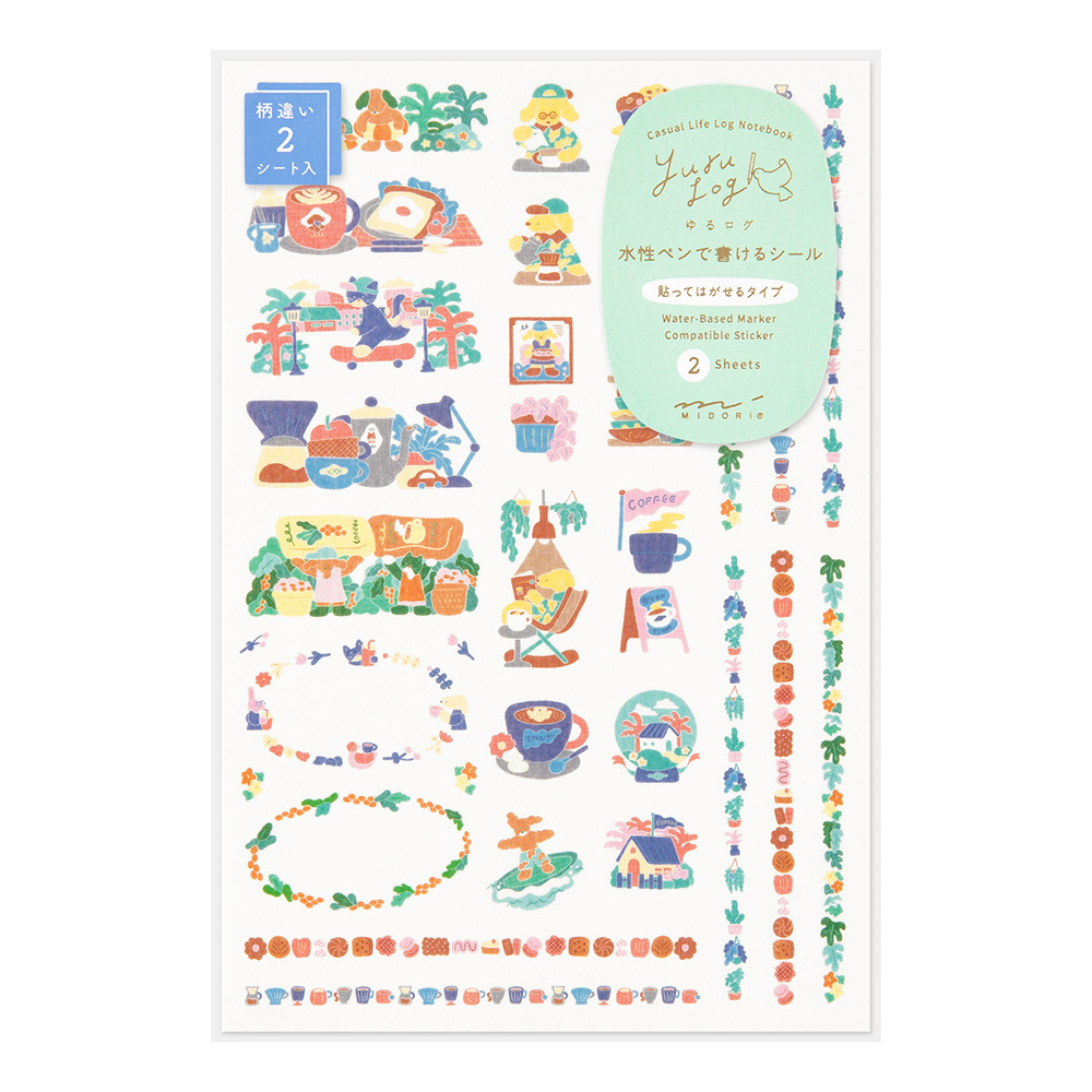 Yuru Log貼紙2枚 咖啡店｜MIDORI