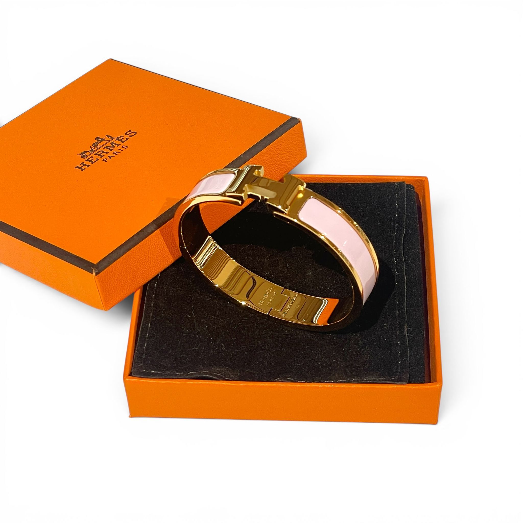 全新HERMES手鐲, PM碼, (粉色x玫瑰金), CLIC H BRACELET, H700001FO1Z ,#BRAND NEW #香榭站正品