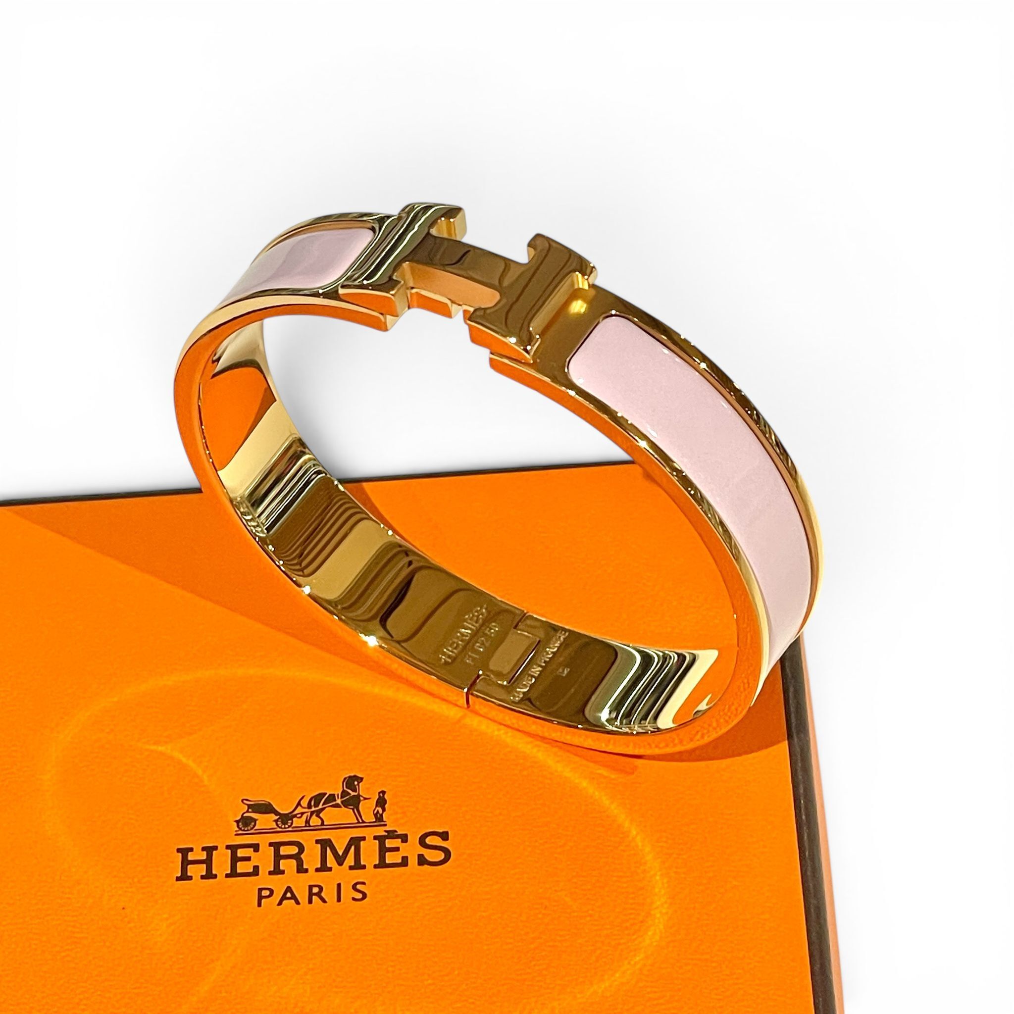 全新HERMES手鐲, PM碼, (粉色x玫瑰金), CLIC H BRACELET, H700001FO1Z ,#BRAND NEW #香榭站正品