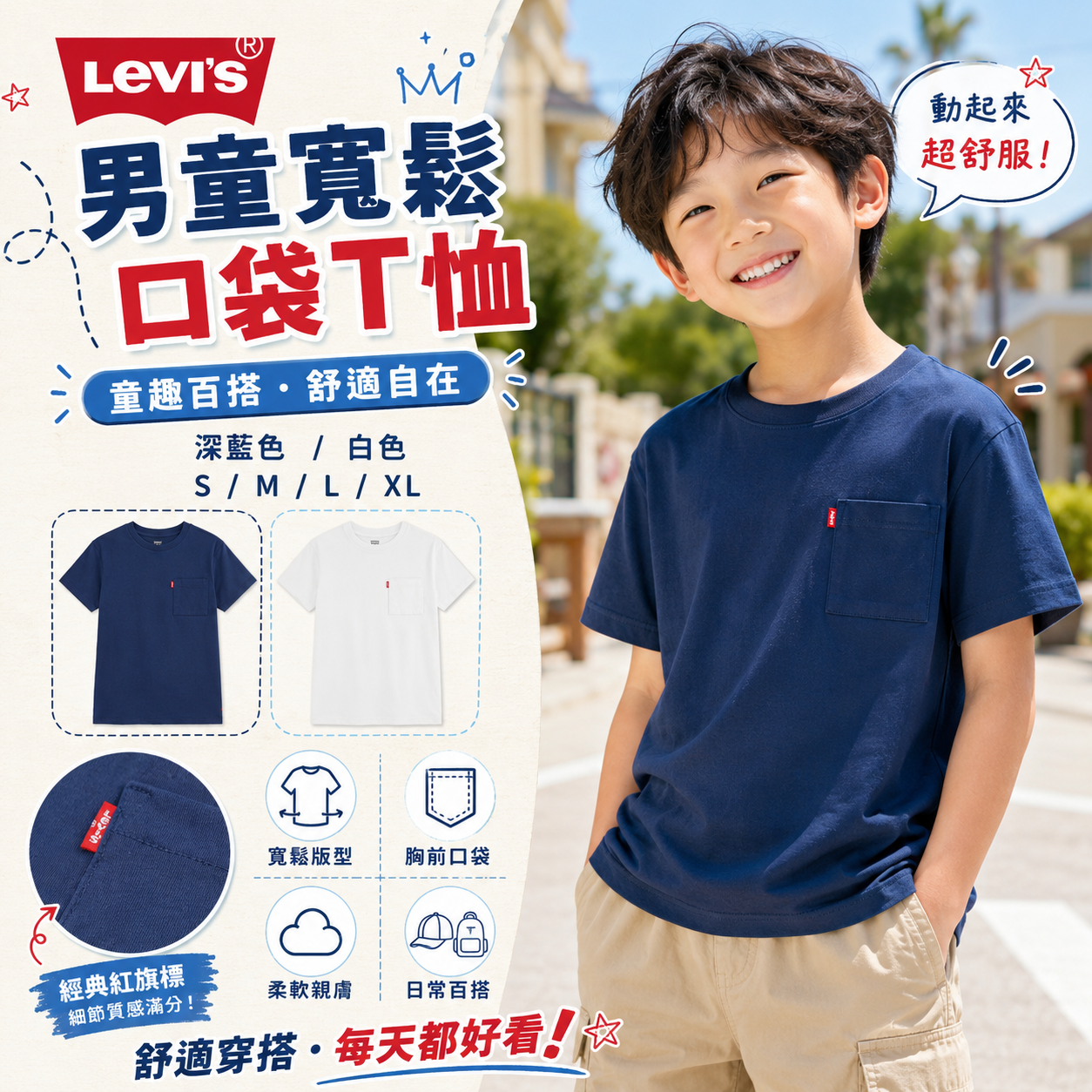 【預購】Levi's H062709 Relaxed Fit 童裝短袖上衣