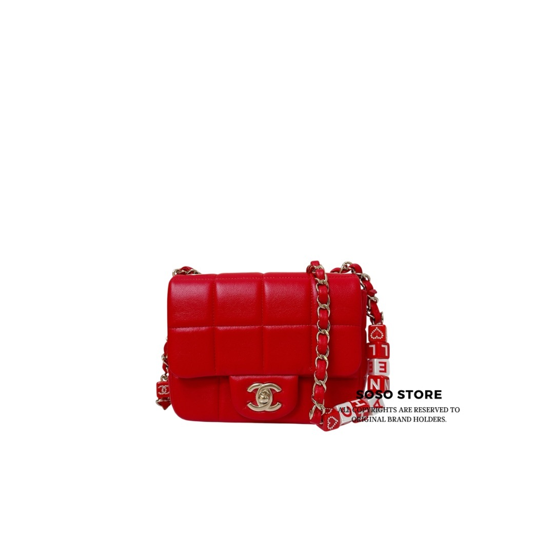 Chanel Classic Mini Square Mana Coco - RED / GHW