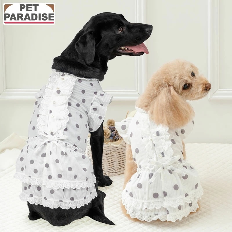 【Pet Paradise】Back-Opening Frill Dress - Polka Dot <633-43700>