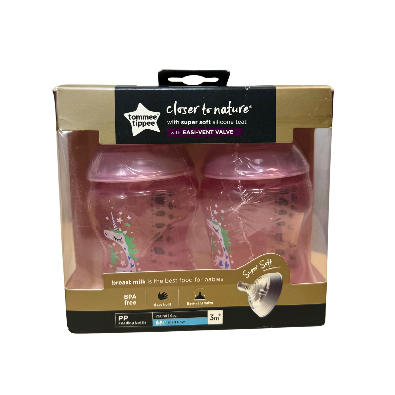 Tommee Tippee pp  bottle 260mlX2  粉紅色 3m +