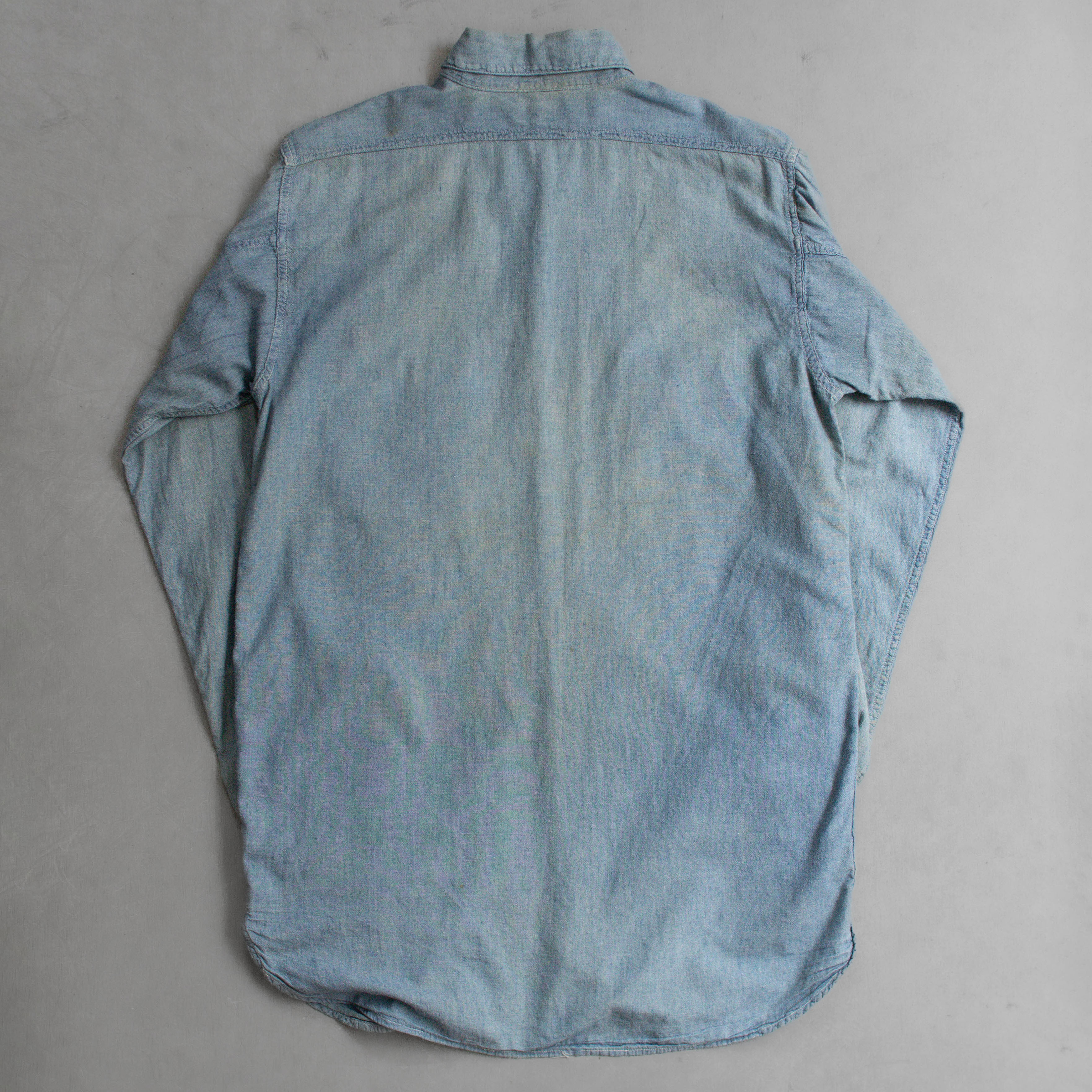 40S US NAVY CHAMBRAY SHIRT 美國 海軍 純棉 淺藍 青年布 長袖 襯衫