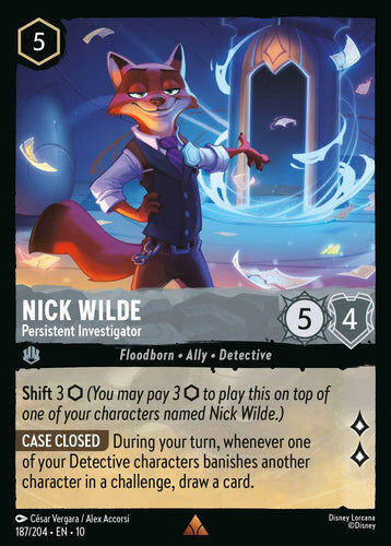 187/204·EN·10 Nick Wilde - Persistent Investigator (Rare)