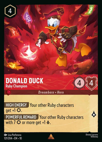 121/204·EN·10 Donald Duck - Ruby Champion (Rare)