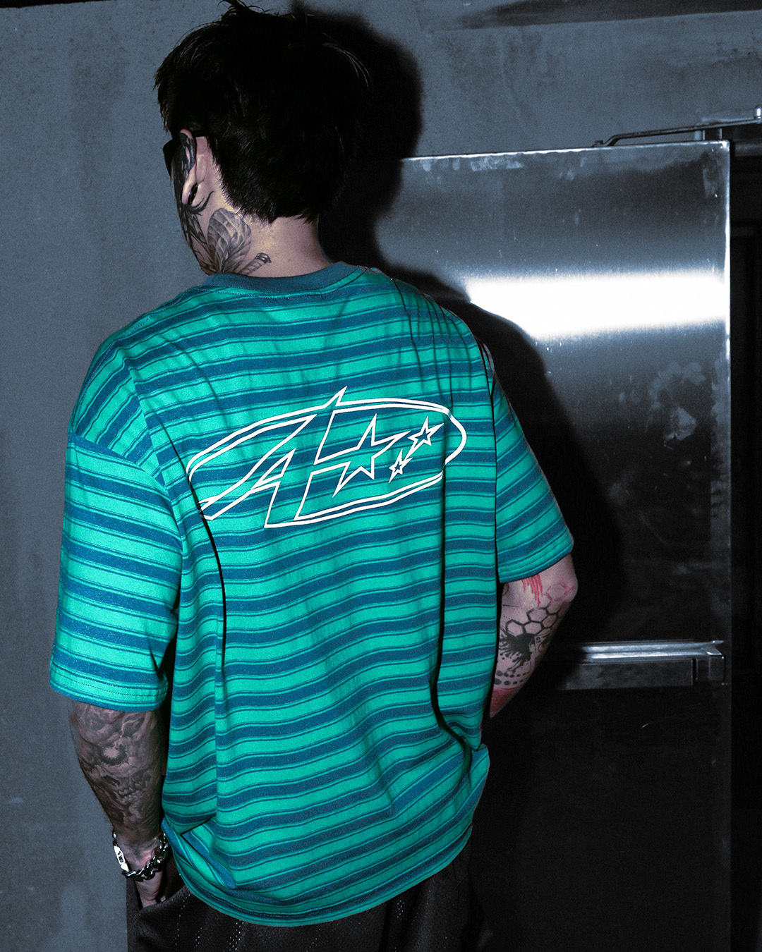 MTA｜A Star Boxy Striped Tee (Green/Blue)
