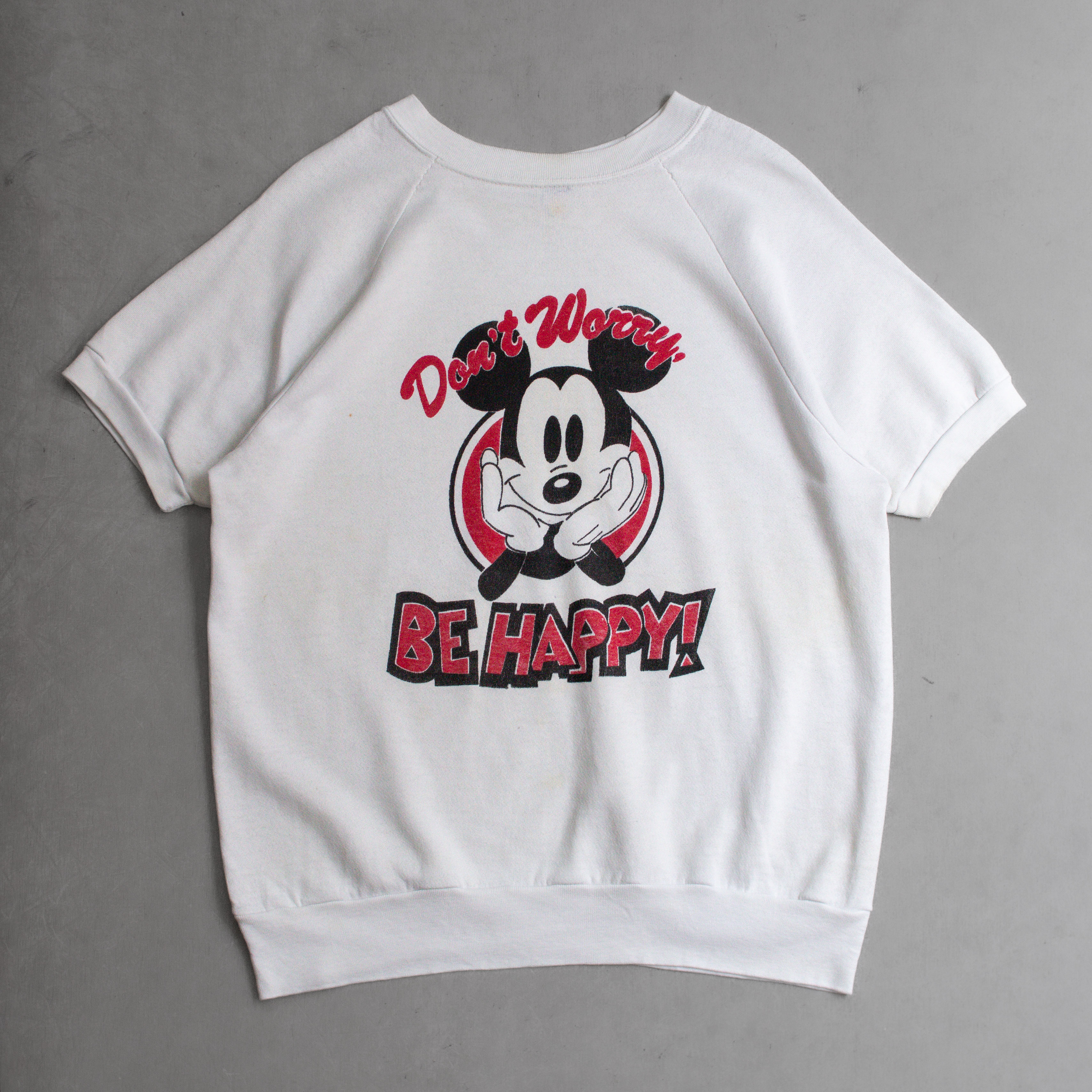 VINTAGE DISNEY S/S SWEATSHIRT 美國製 白色 迪士尼 短袖 大學T