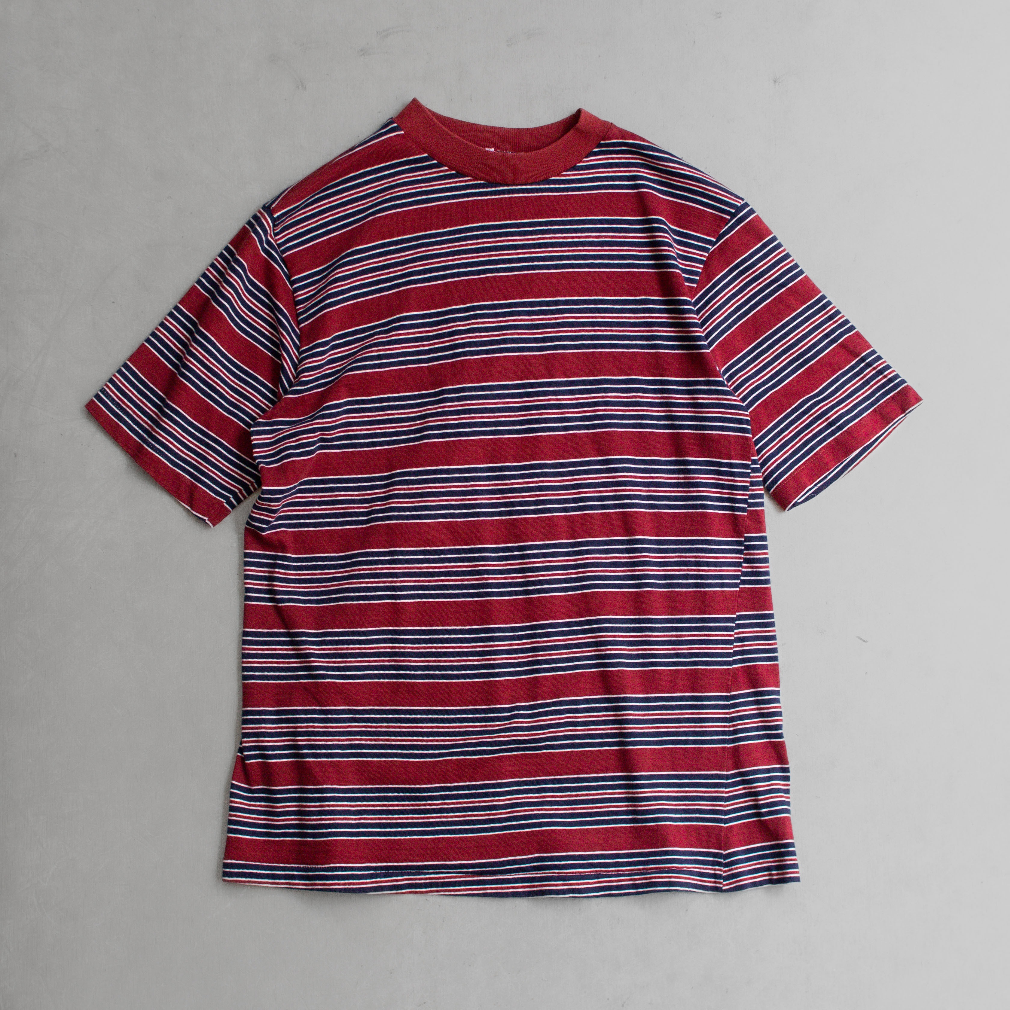 VINTAGE STRIPE TEE 美國 酒紅 純棉 針織 條紋 短袖 T恤