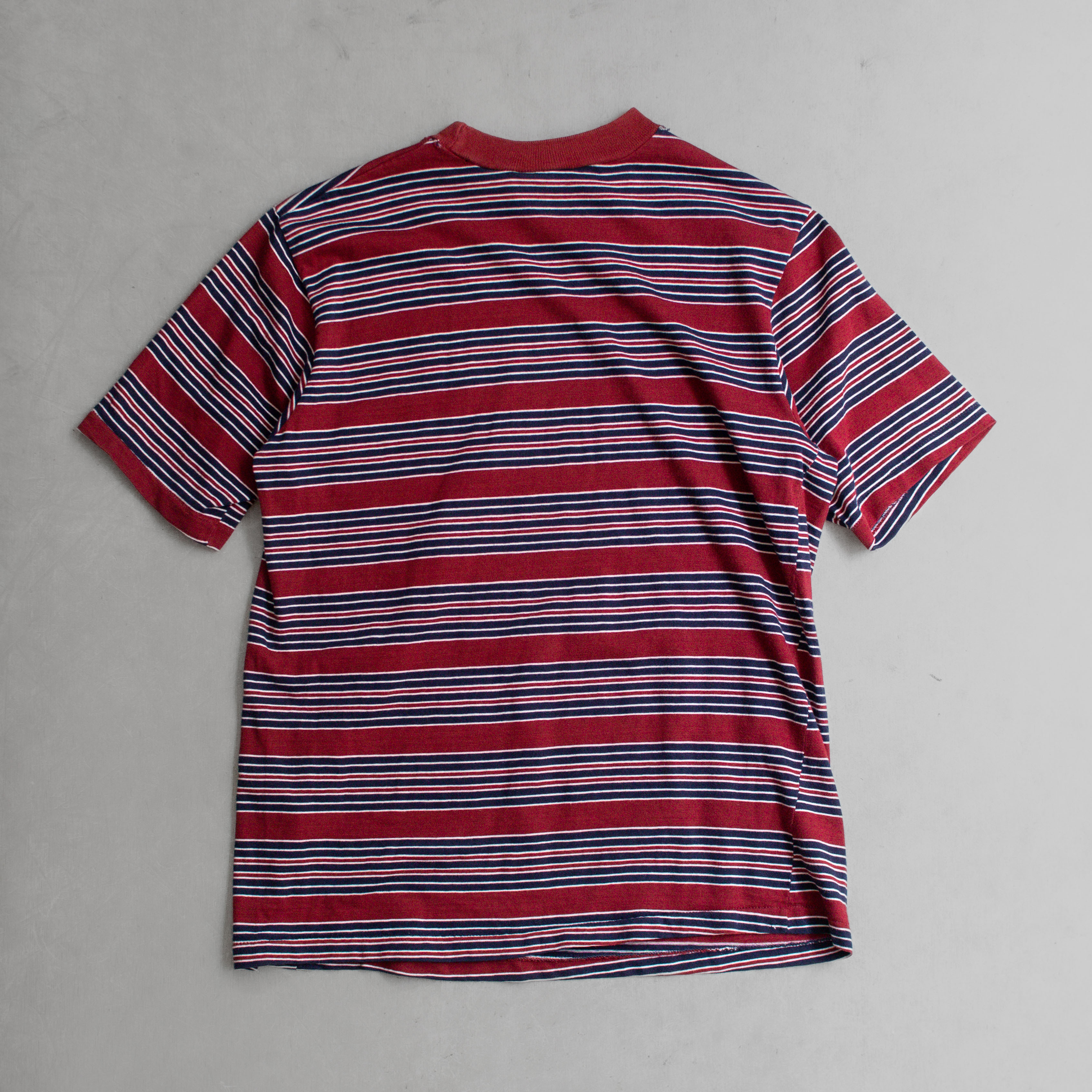 VINTAGE STRIPE TEE 美國 酒紅 純棉 針織 條紋 短袖 T恤