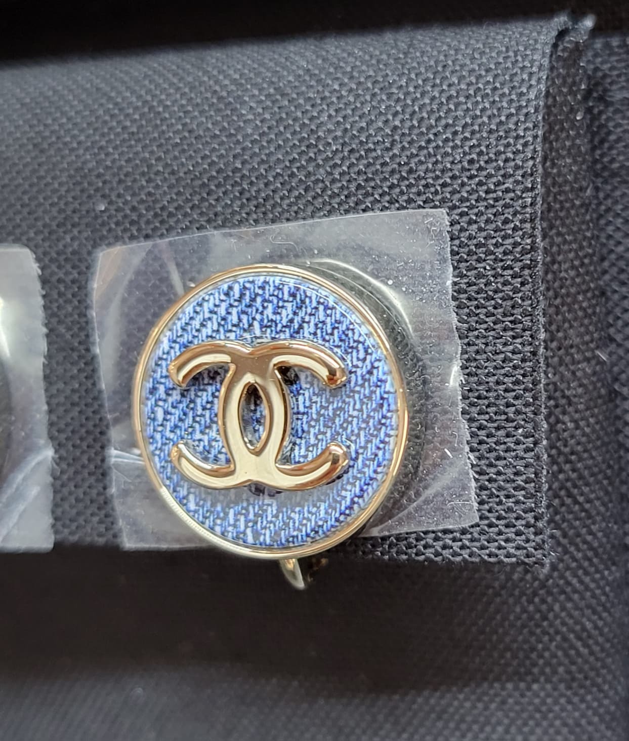 CHANEL ABH047 BLEU Circle Clip Earrings