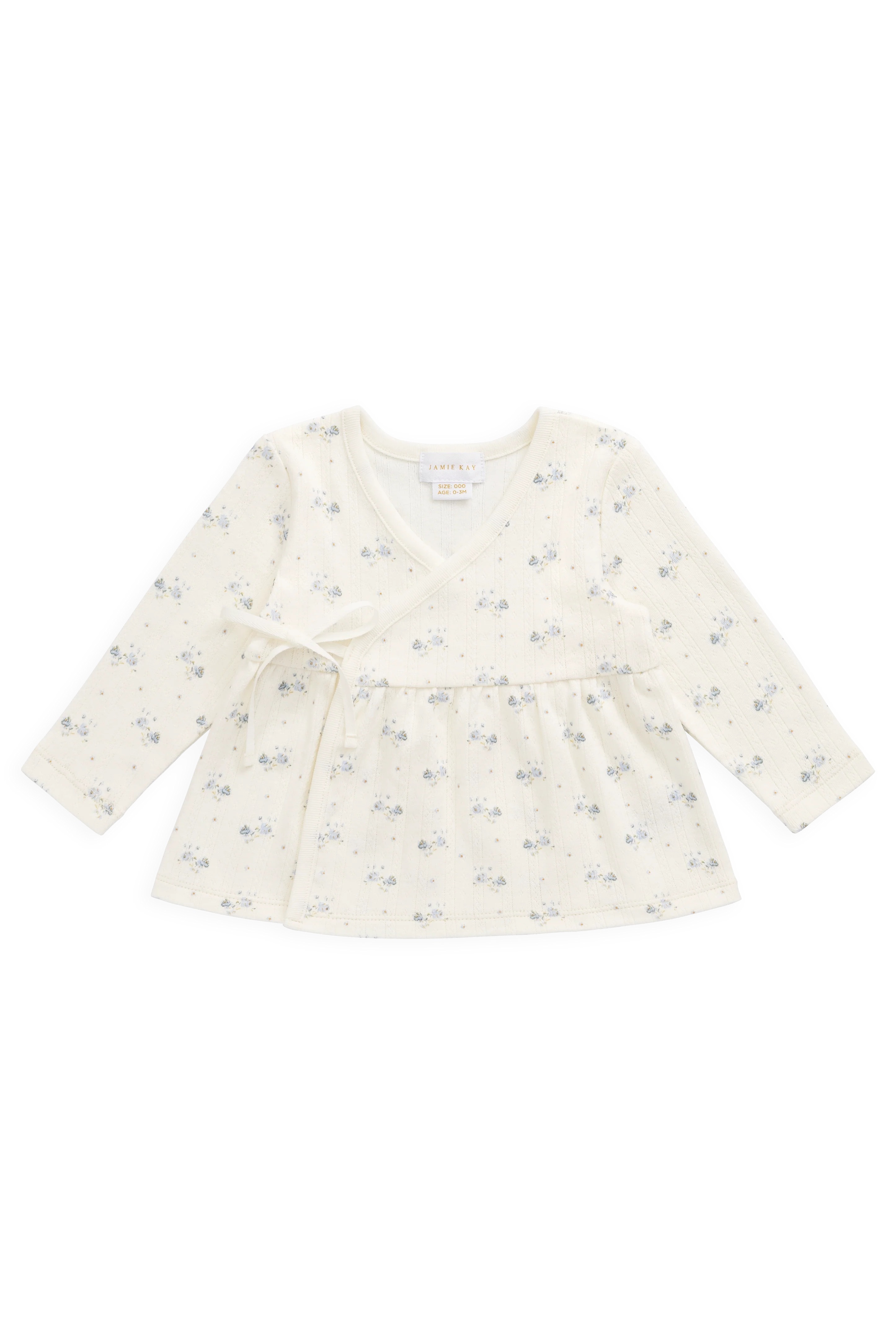 【預購】JAMIE KAY -Organic Cotton Pointelle Clemence Wrap Top（Molly Blue）
