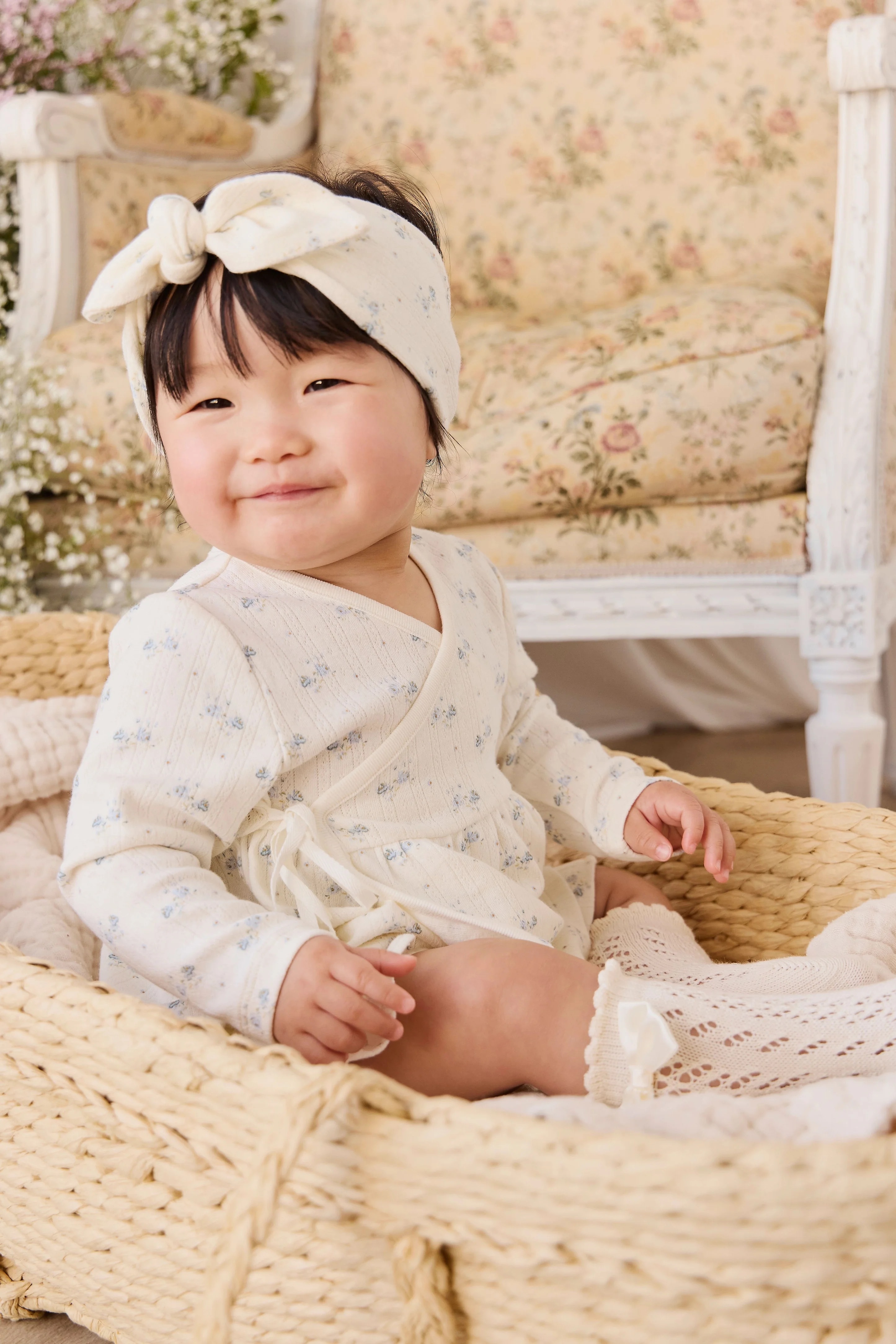 【預購】JAMIE KAY -Organic Cotton Pointelle Clemence Wrap Top（Molly Blue）