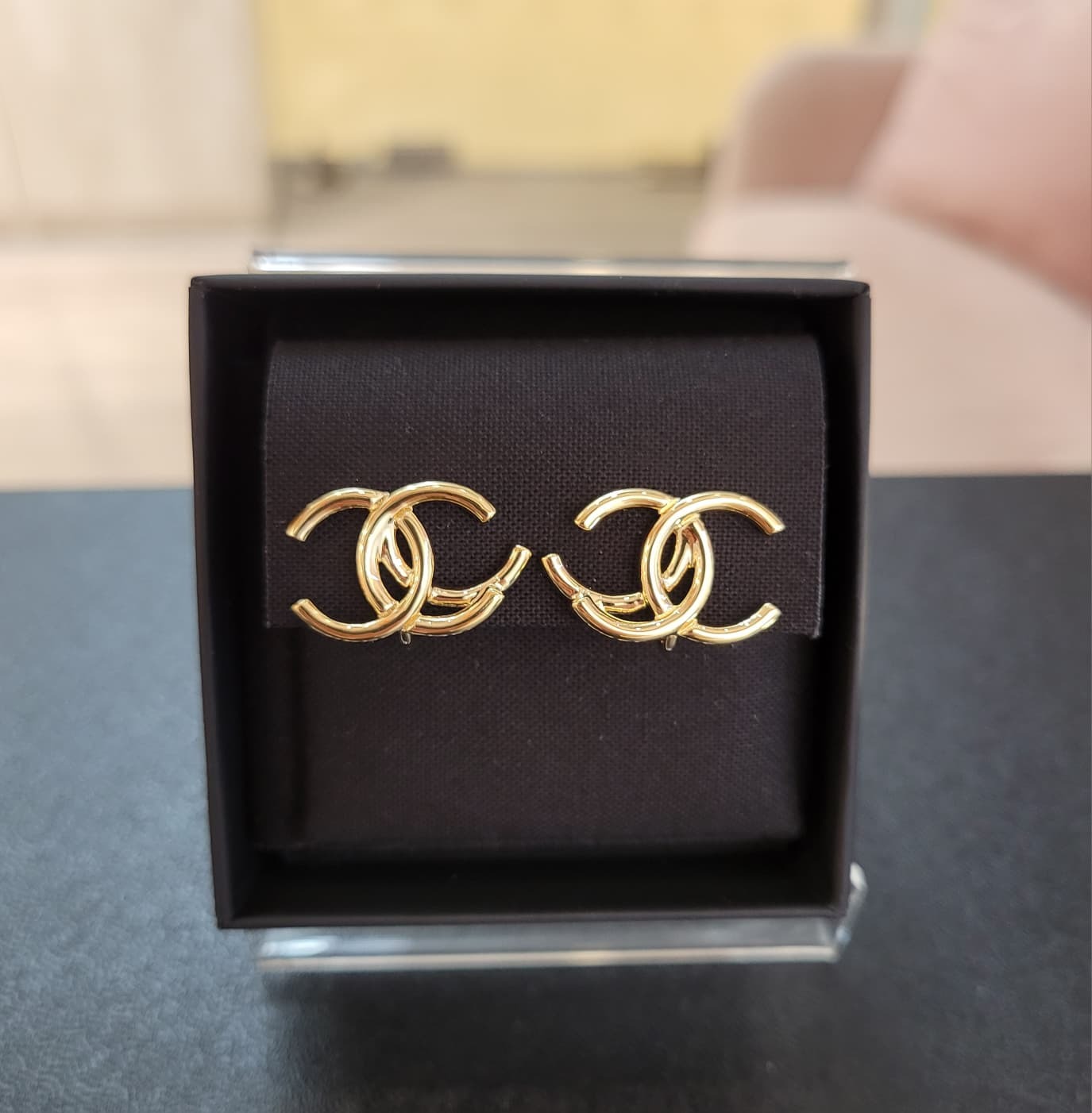 CHANEL ABH926 EARRINGS DOUBLE C GOLD CLIP