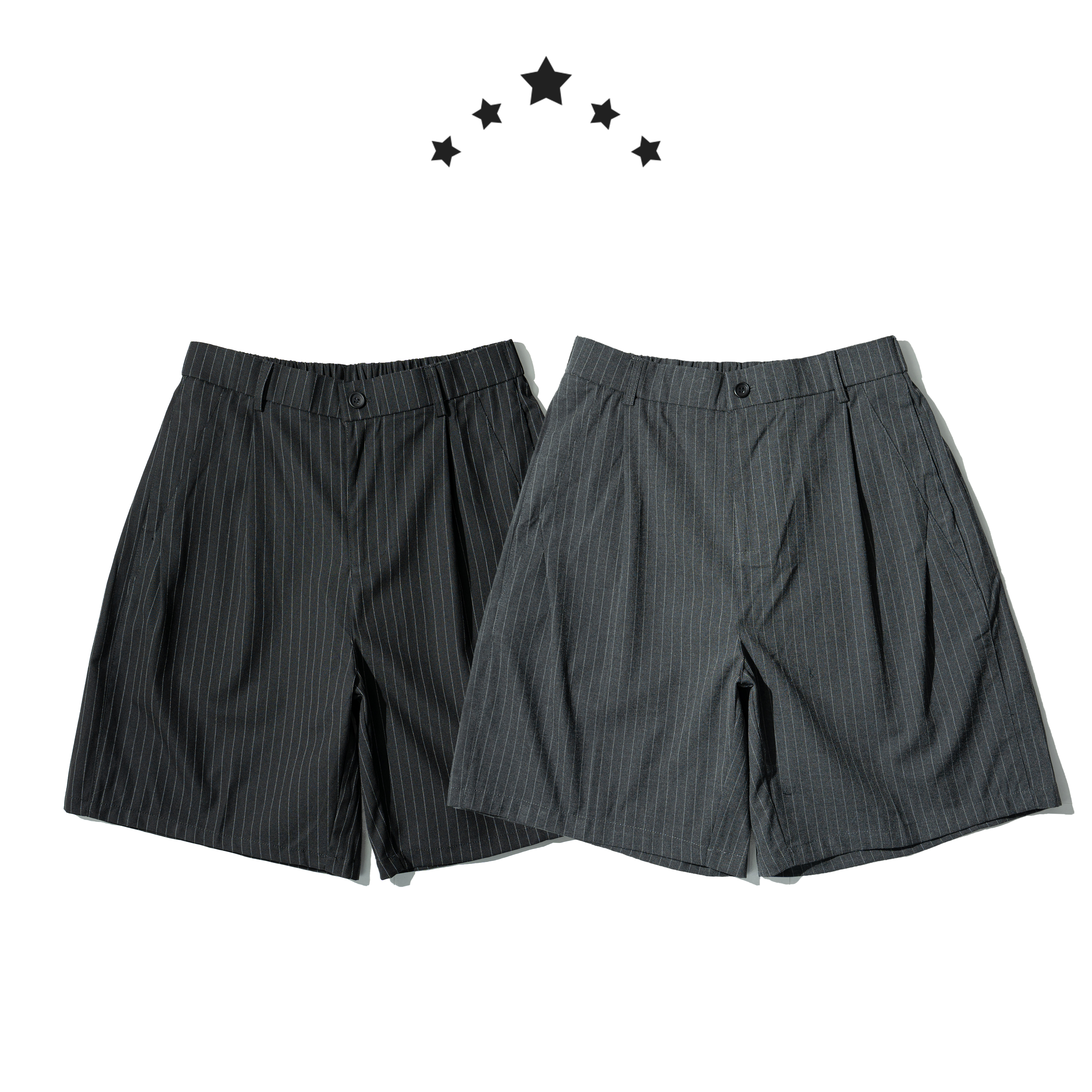 Striped Pleated Shorts 條紋 西裝五分褲 [O-A138]