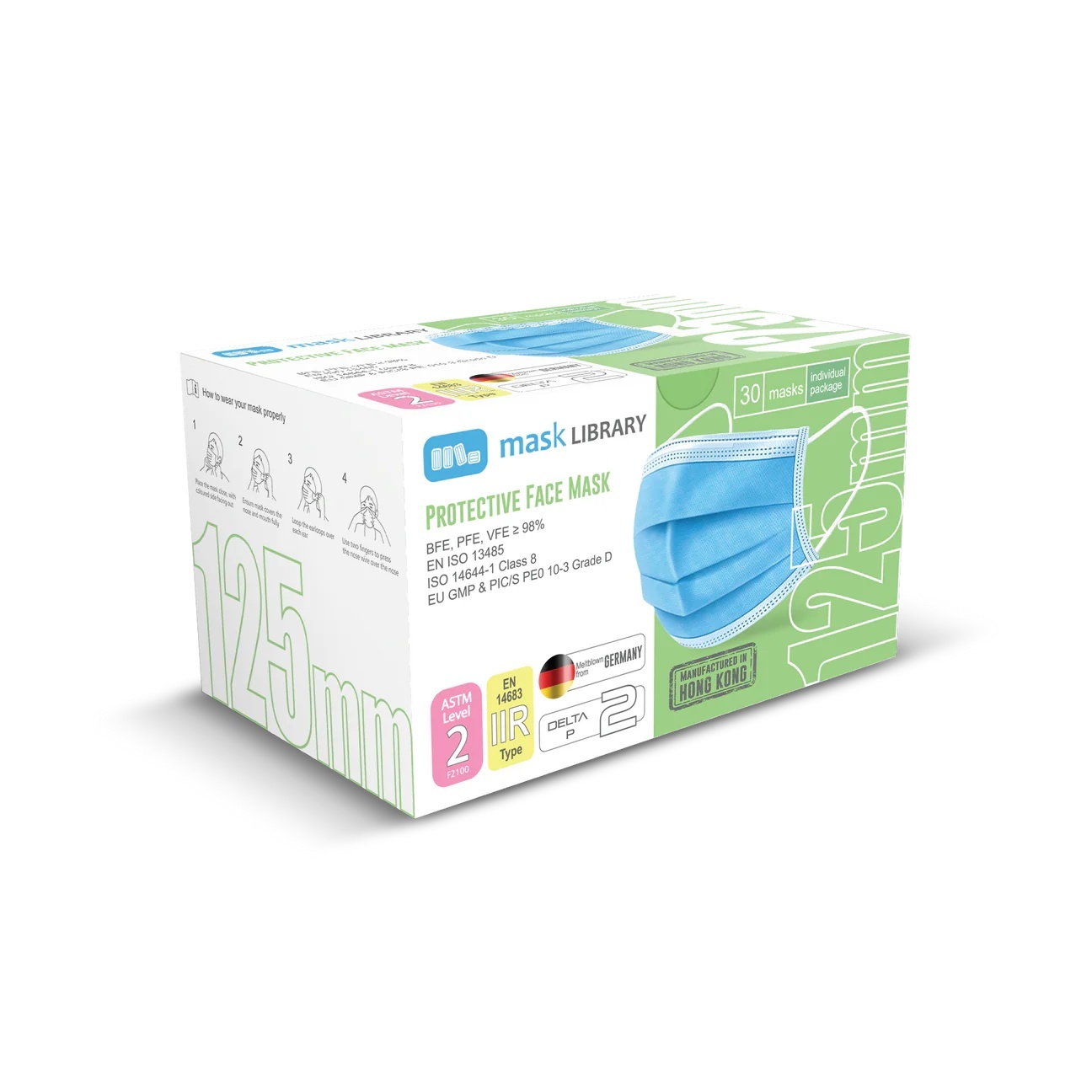Mask Library 小童口罩 ASTM Level 2 125mm (50 個一盒)