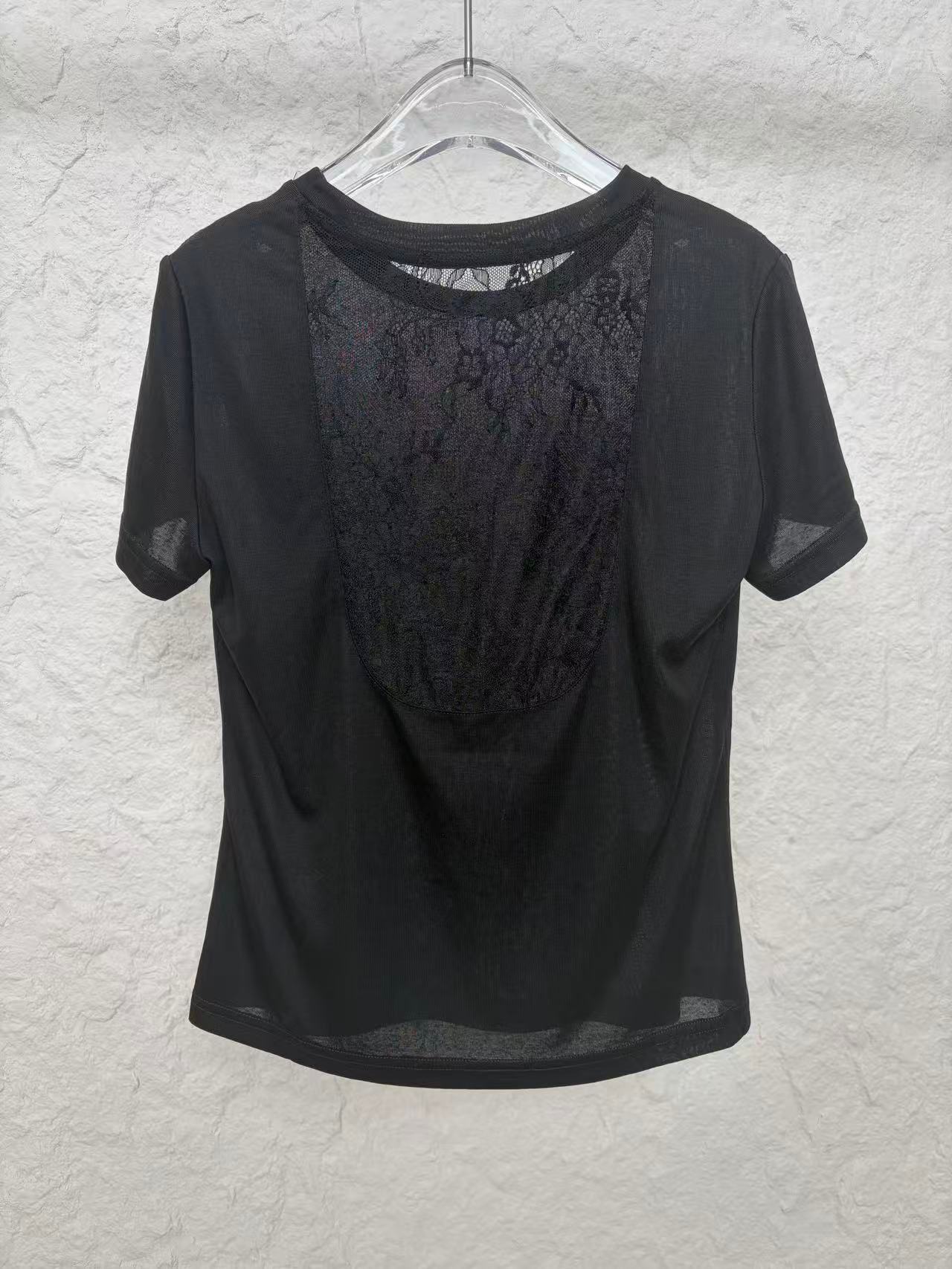 A43 5957 Lace露背上衣 - 黑色