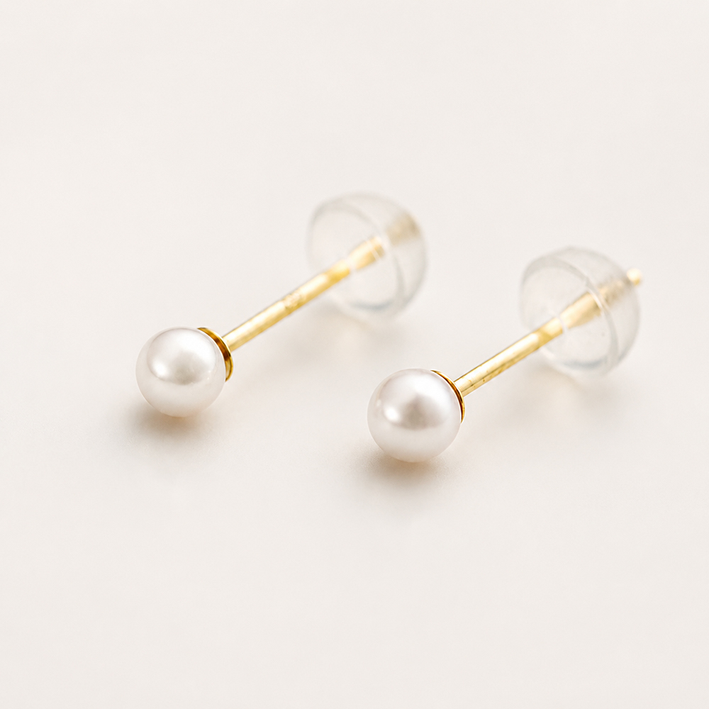 【me.luxe】K10單純珍珠耳環-4MM