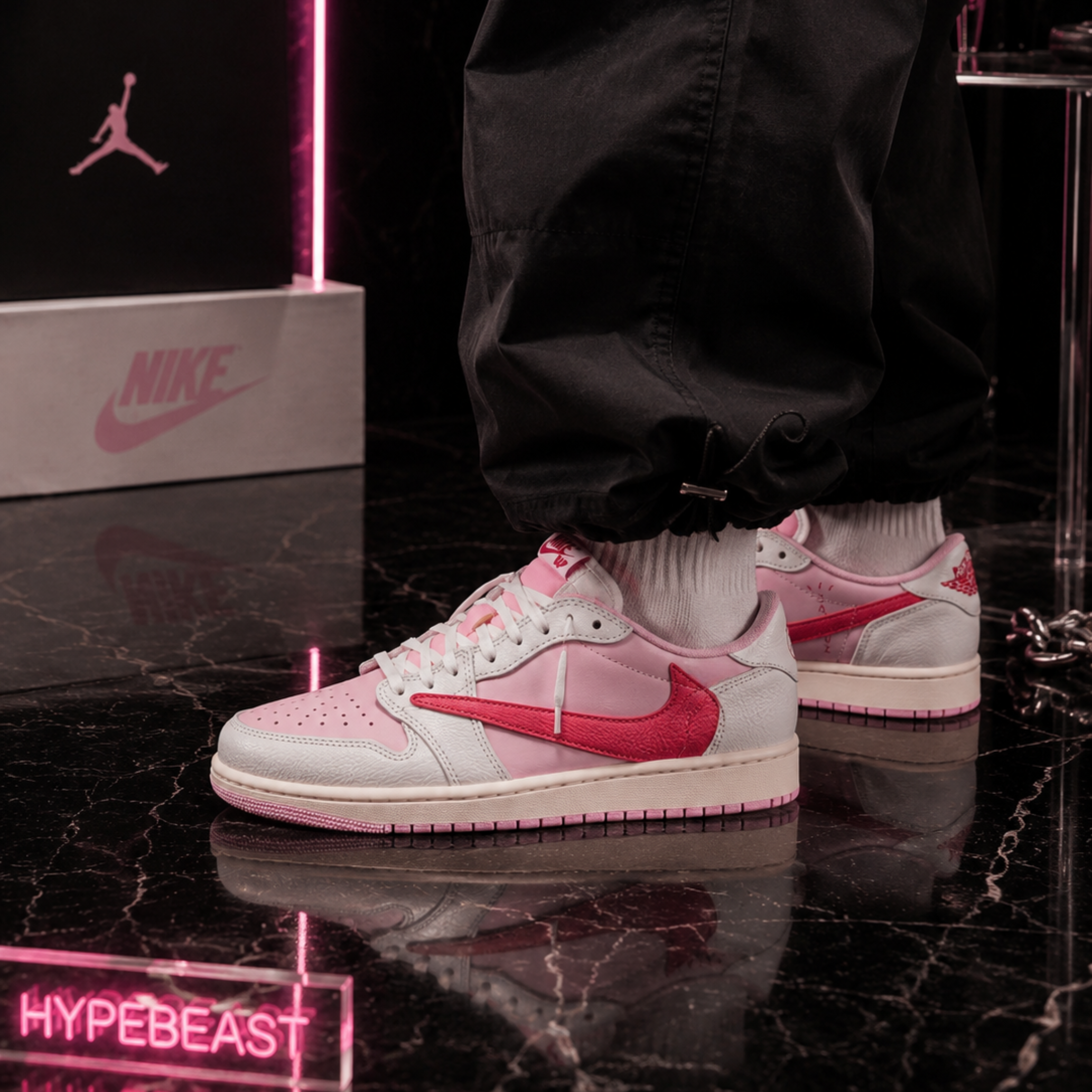 Travis Scott x Nike Air Jordan 1 Low OG "Sail Tropical Pink" 粉底紅勾 粉倒鉤 IQ7604101