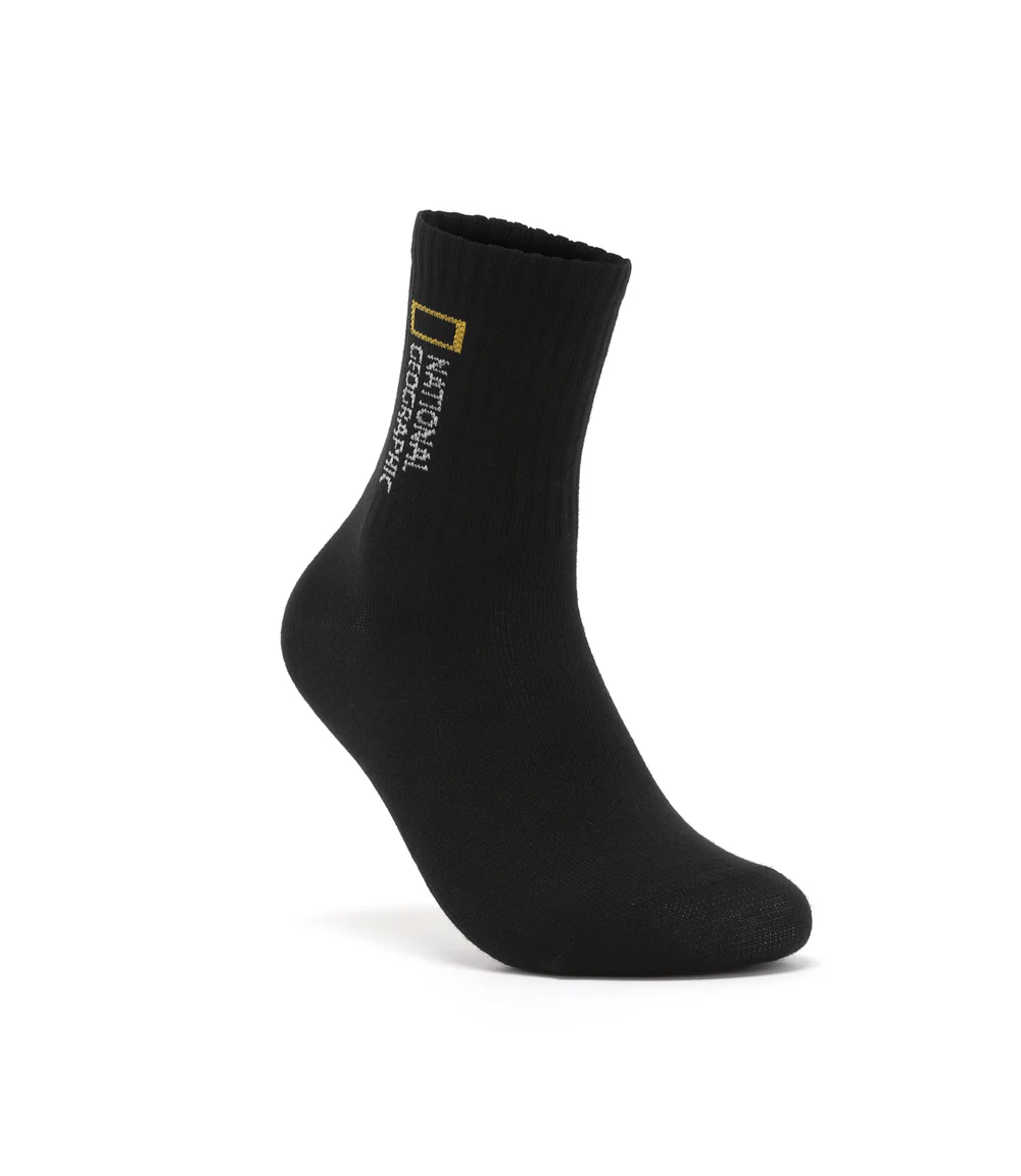 BQ036 National Geographic 淨色LOGO中筒運動襪