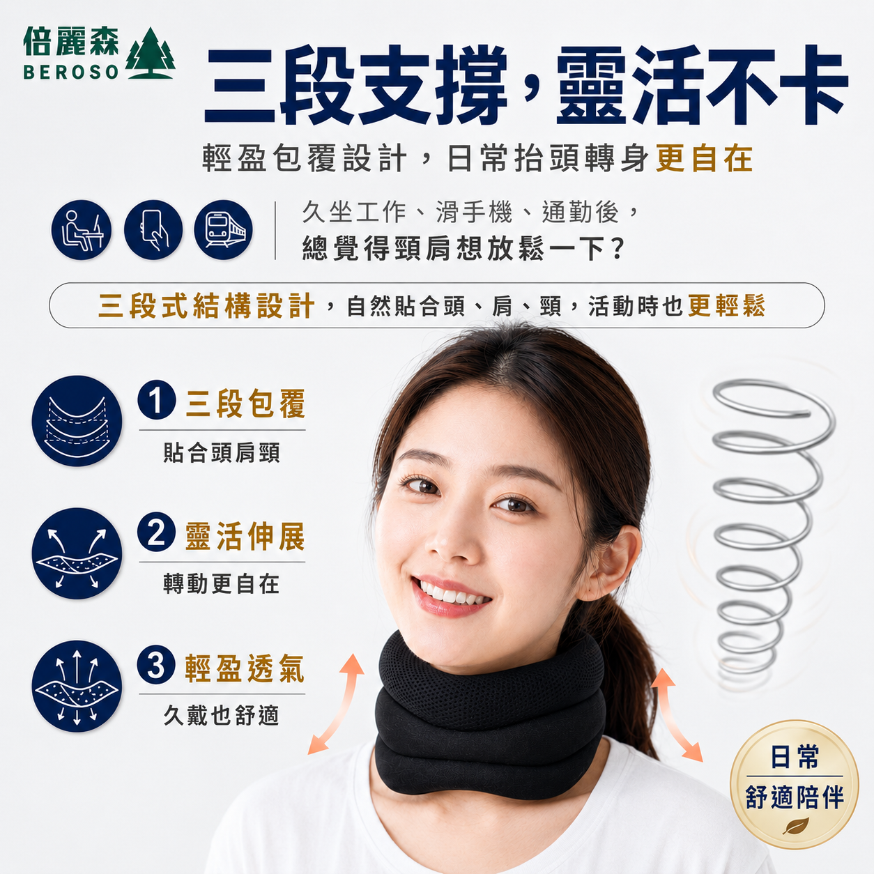 防低頭天鵝頸可調式美姿護頸帶
