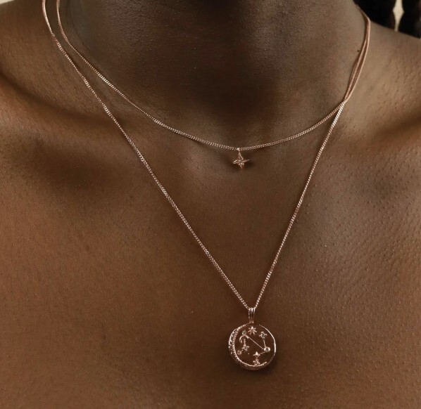 英國代購（獨立訂單）ASTRID & MIYU  Libra Zodiac Pendant Necklace in Rose Gold