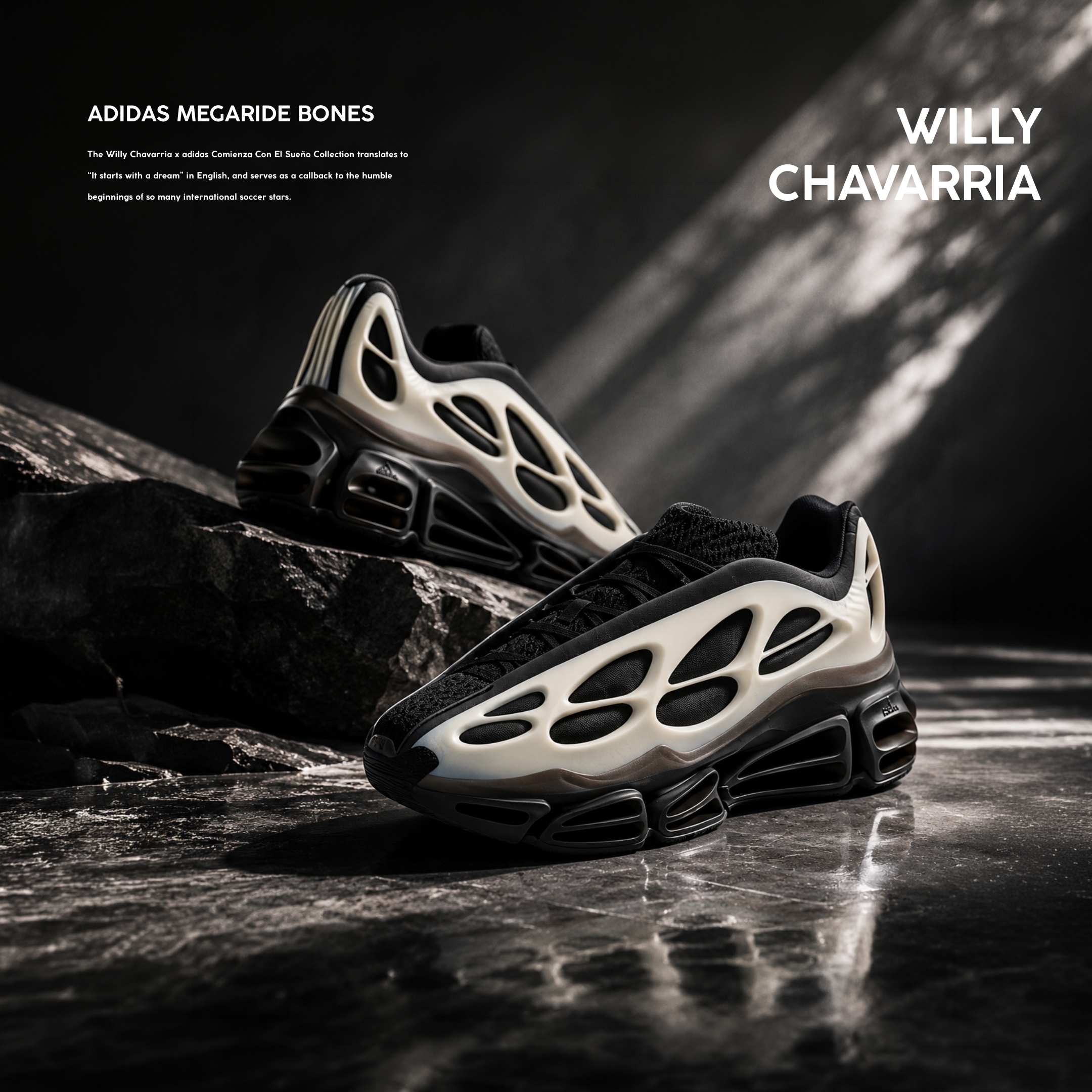 NICEDAY 代購 WILLY CHAVARRIA x Adidas Megaride Bones 魚骨 外骨骼 黑 奶油白 聯名 KI7728